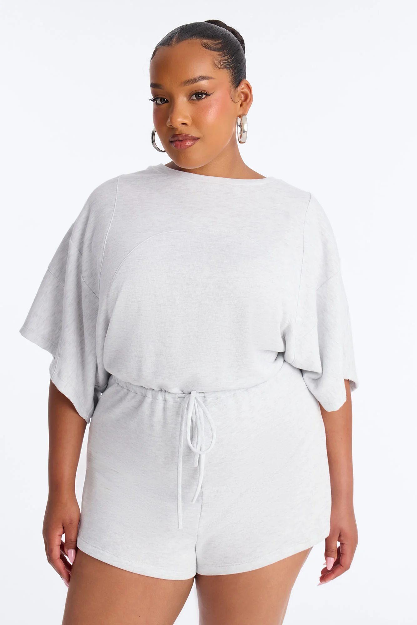 Charlize French Terry Romper - Heather Grey - Image 6