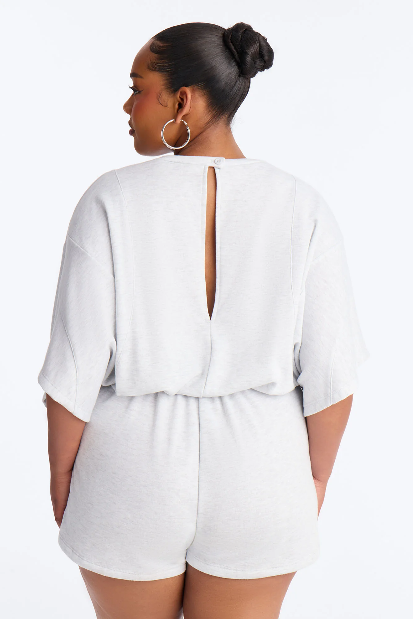 Charlize French Terry Romper - Heather Grey - Image 7