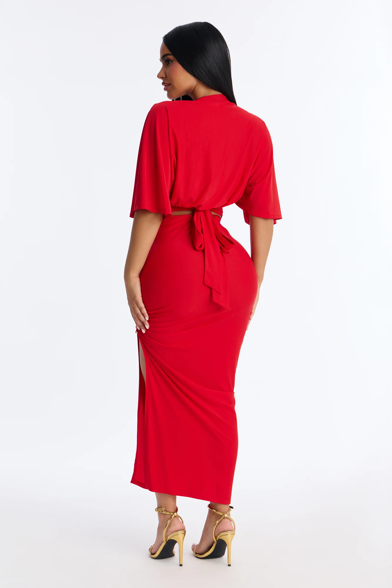 Charlotte Midi Skirt Set - Red - Image 3