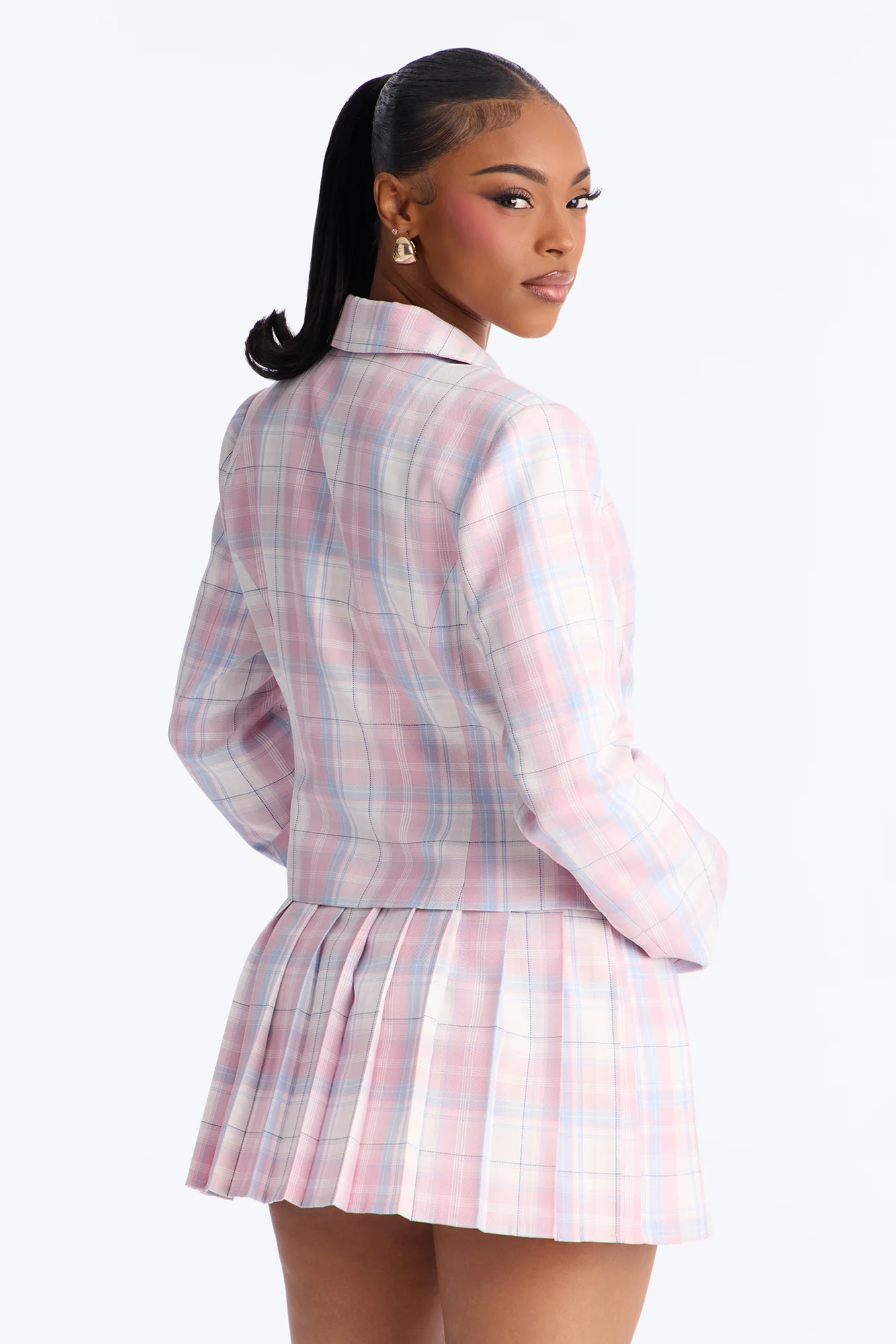 Charmed Twill Plaid Blazer - Pink/combo - Image 4
