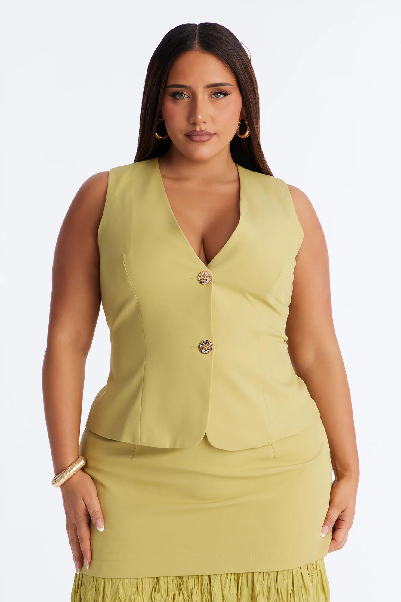 Charming Hour Vest Skirt Set - Chartreuse - Image 6