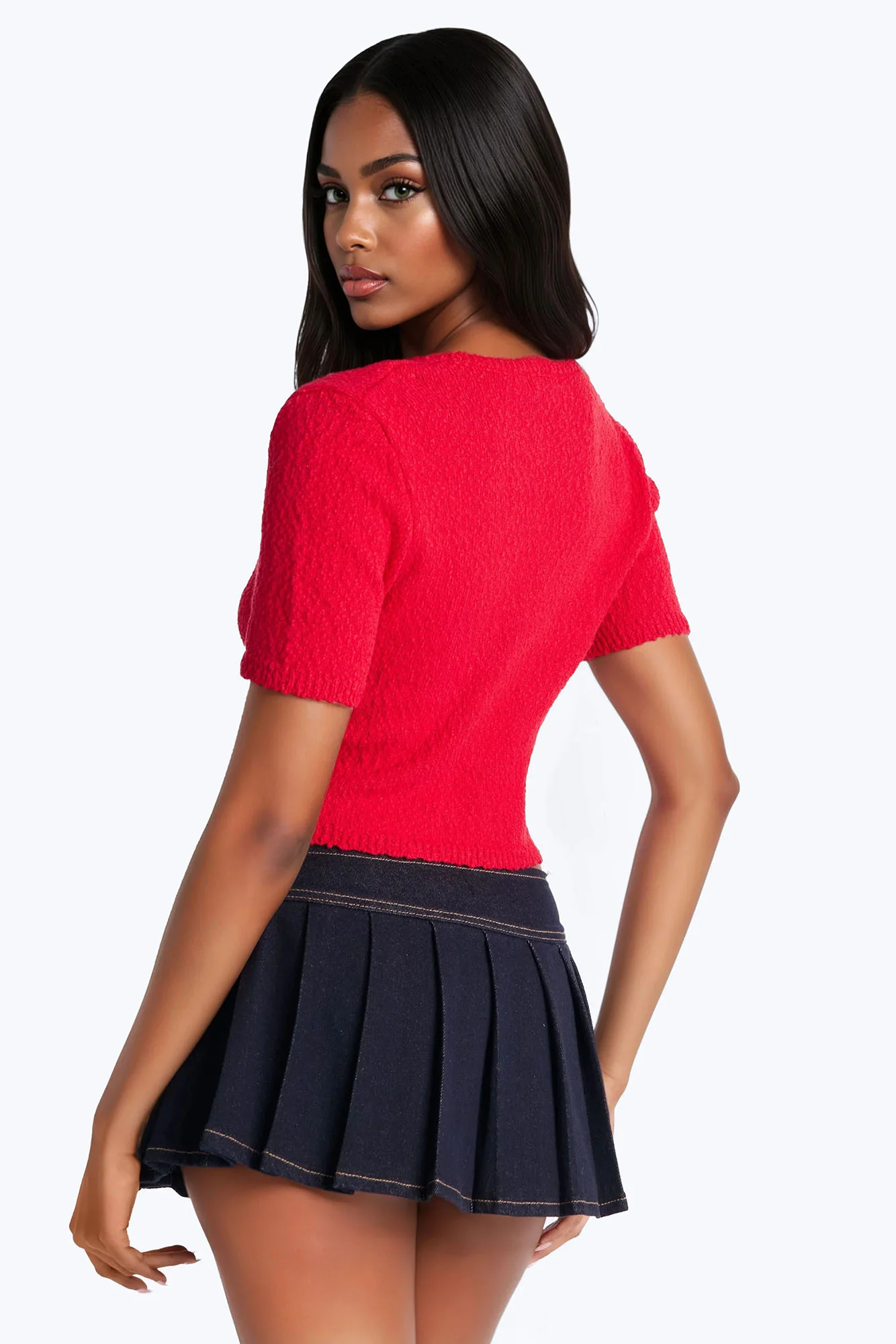 Chasing Sunshine V Neck Sweater Top - Red - Image 4