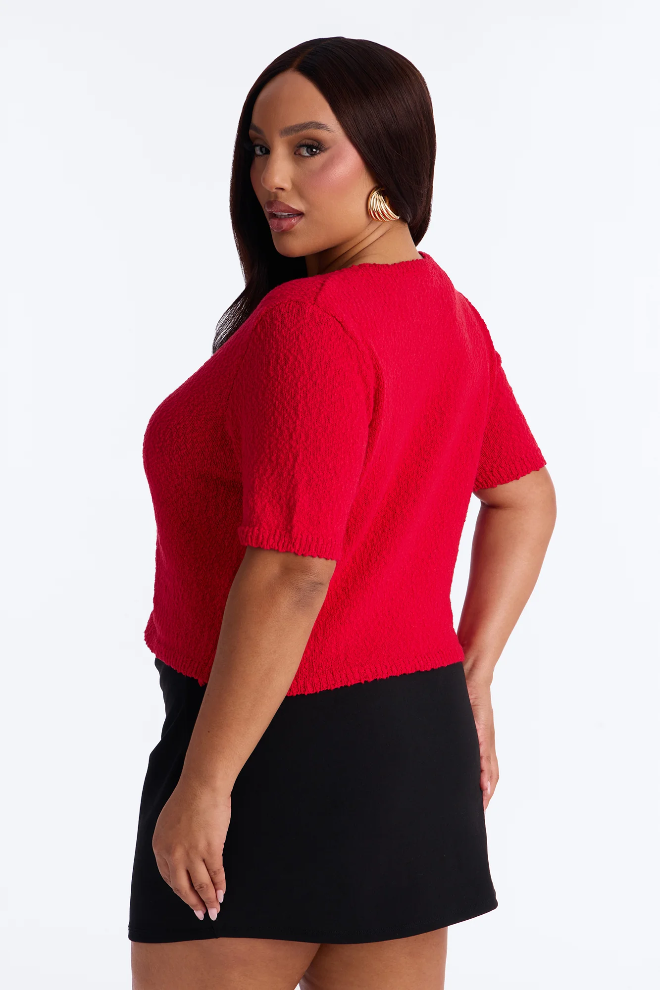 Chasing Sunshine V Neck Sweater Top - Red - Image 7