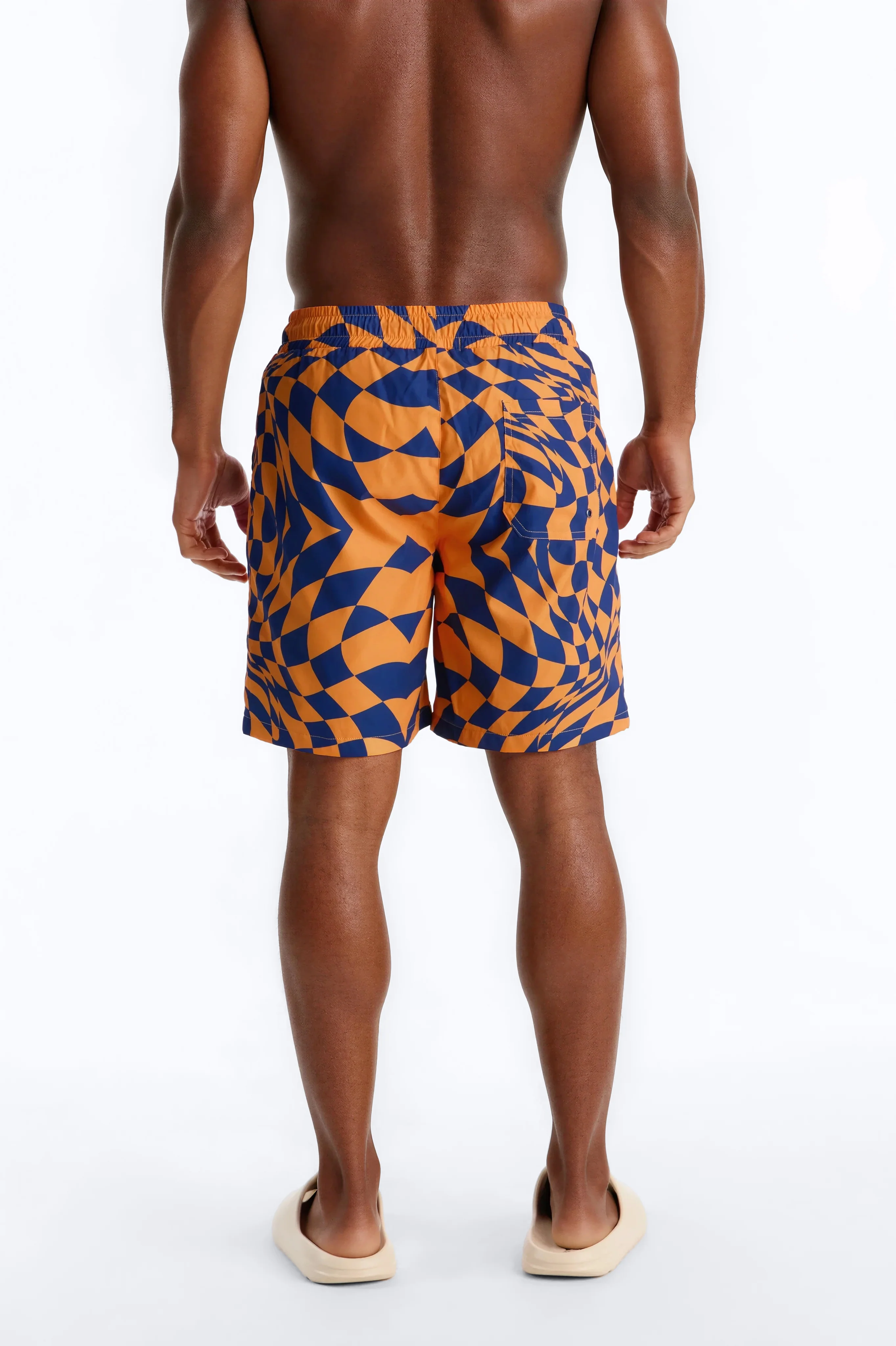 Checkered Daybreak Swim Trunk 7″ - Orange/combo - Image 3