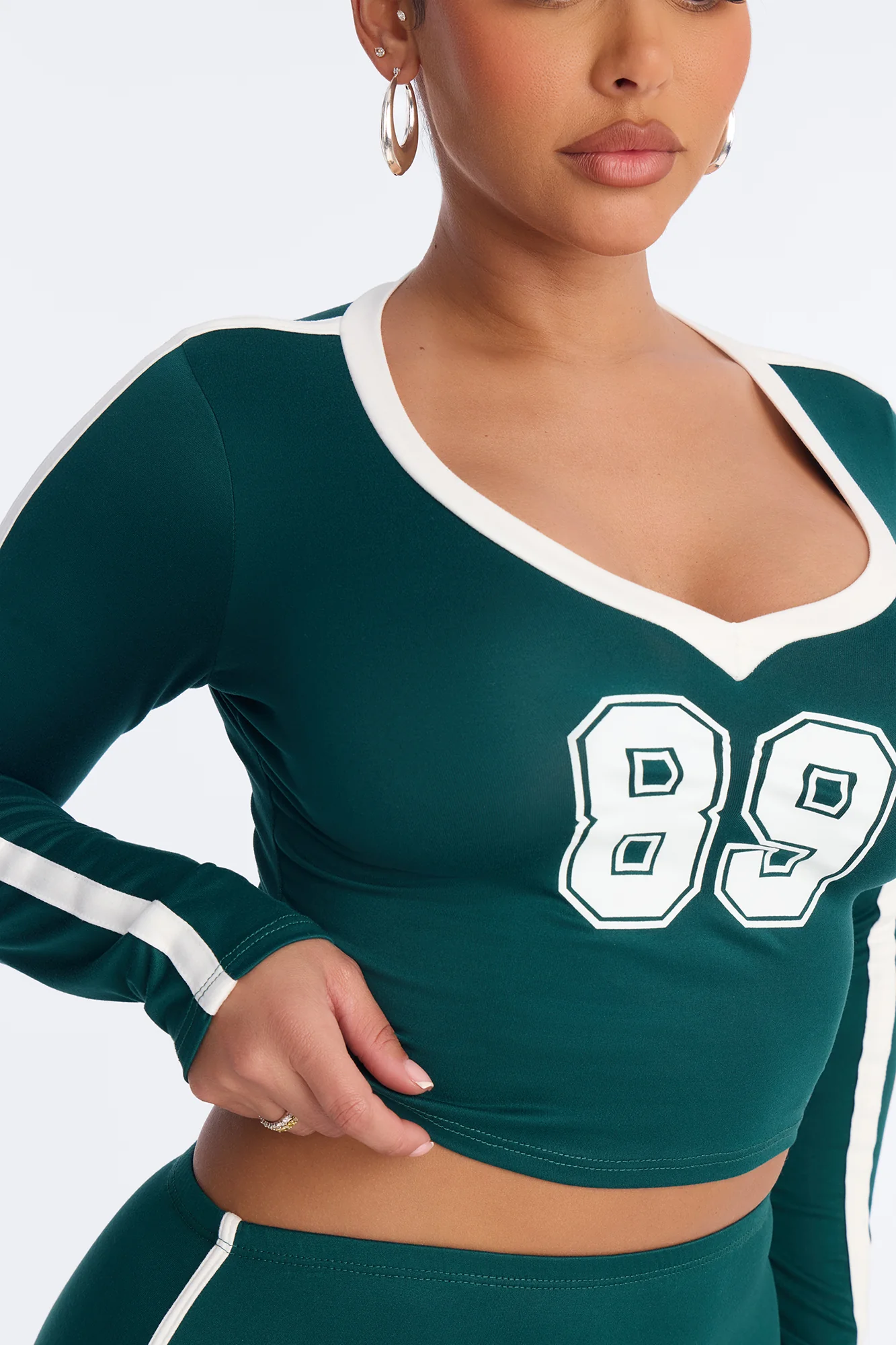 Cheer You On Long Sleeve Mini Skirt Set - Green - Image 3