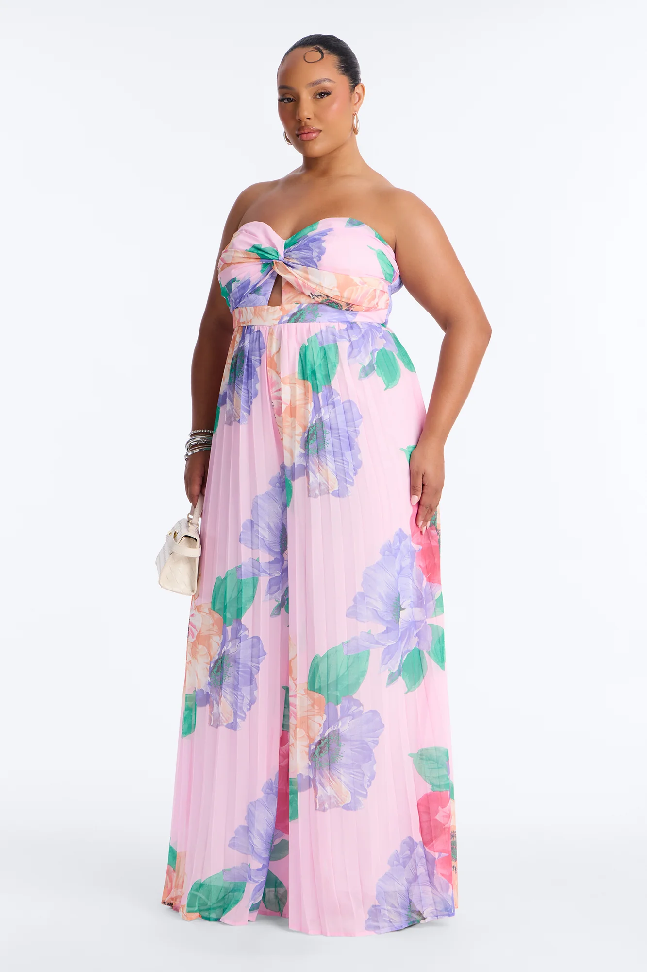 Chelley Chiffon Floral Wide Leg Jumpsuit - Pink - Image 5