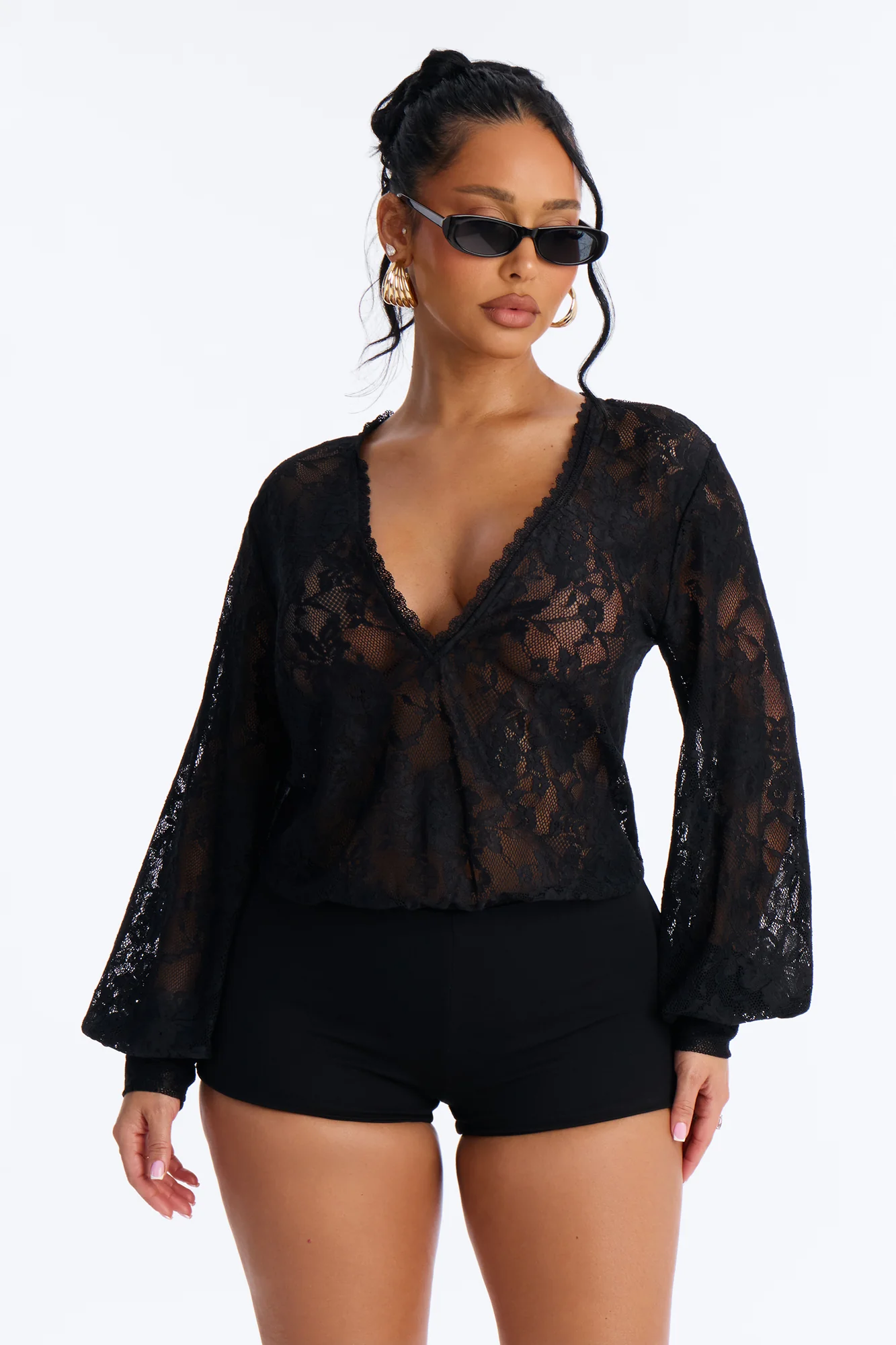 Chelsea Lace Micro Romper - Black
