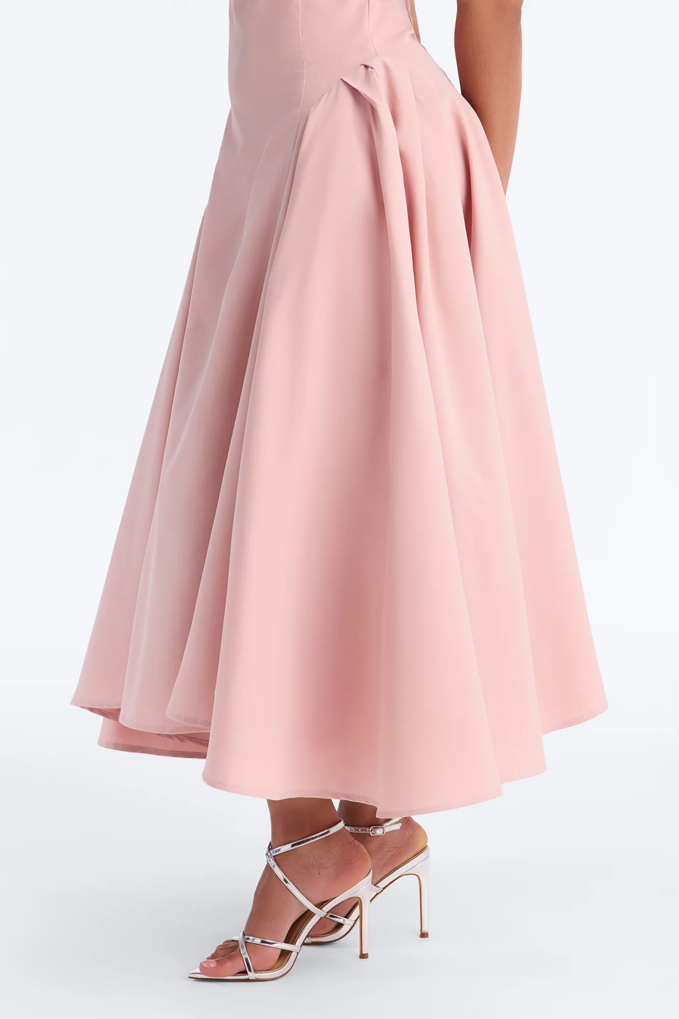 Chelsea Off Shoulder Pleated Midi Dress - Mauve - Image 3