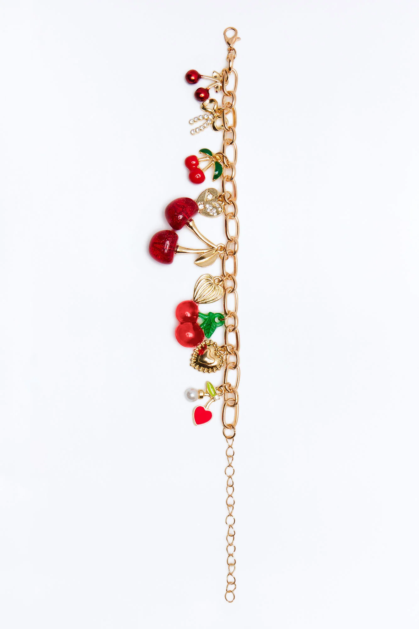Cherry Blush Charm Bracelet - Gold/Red - Image 3