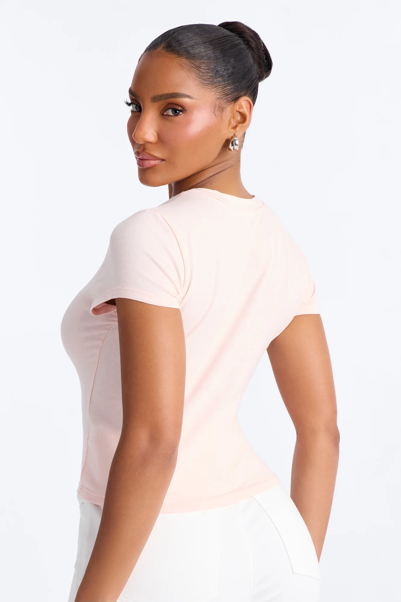 Cherry Embellished Baby Tee - Light Pink - Image 3