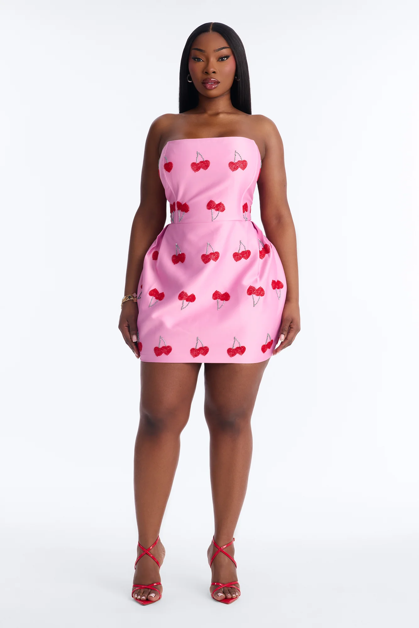 Cherry On Top Satin Mini Dress - Pink/combo - Image 5