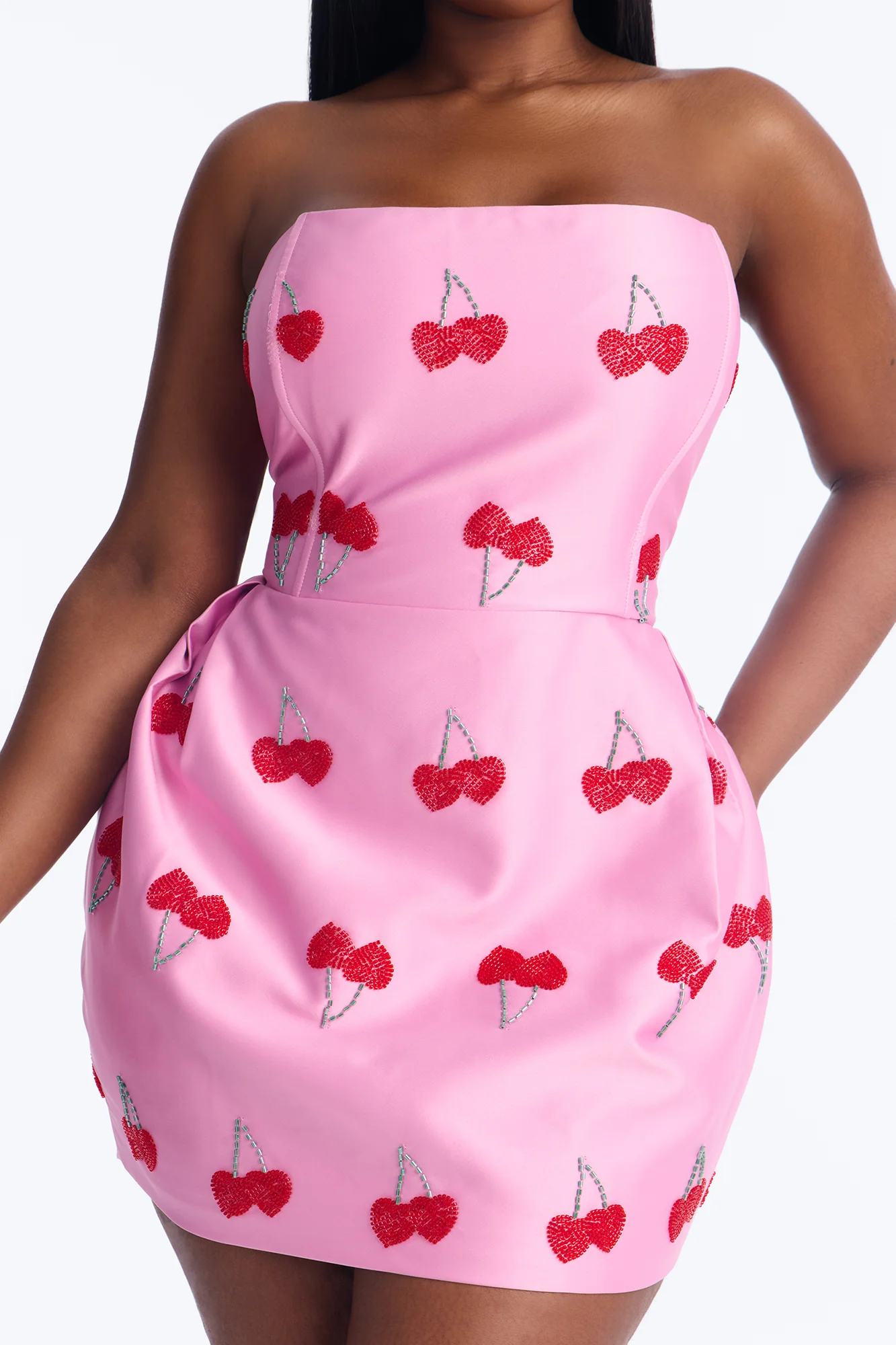 Cherry On Top Satin Mini Dress - Pink/combo - Image 7
