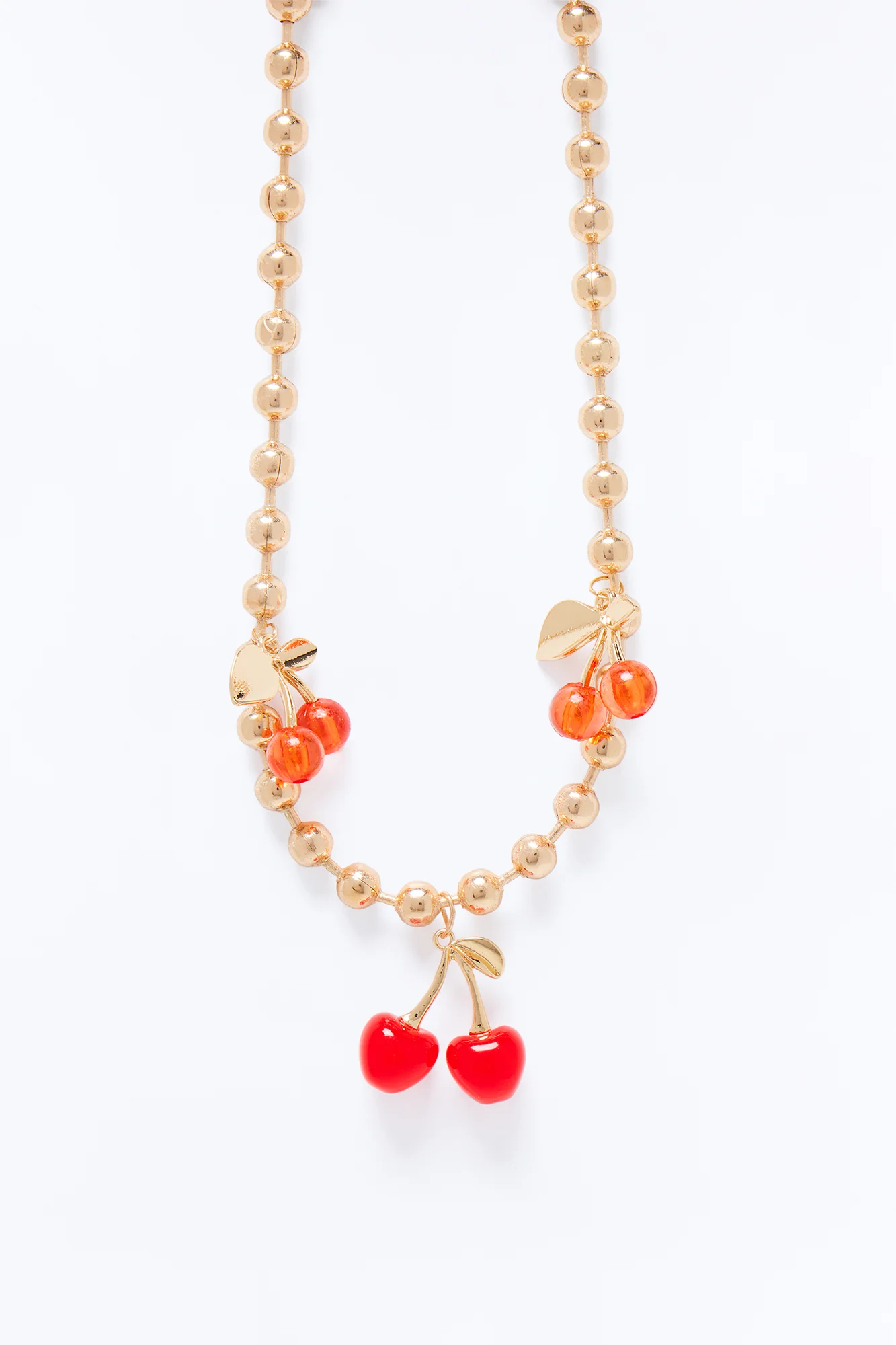 Cherry Sorbet Charm Necklace - Gold/Red - Image 2
