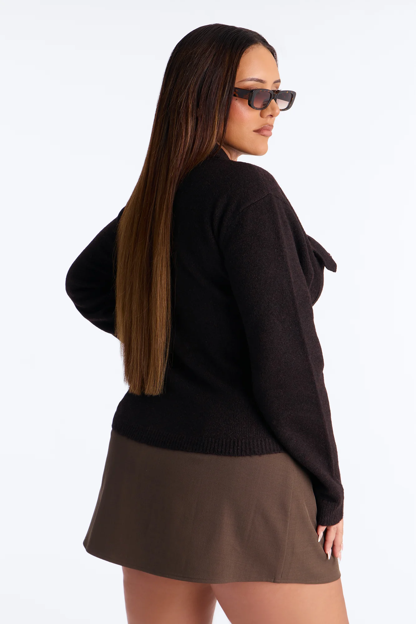 Chic And Confident Cardigan Sweater - Chocolate - Image 8
