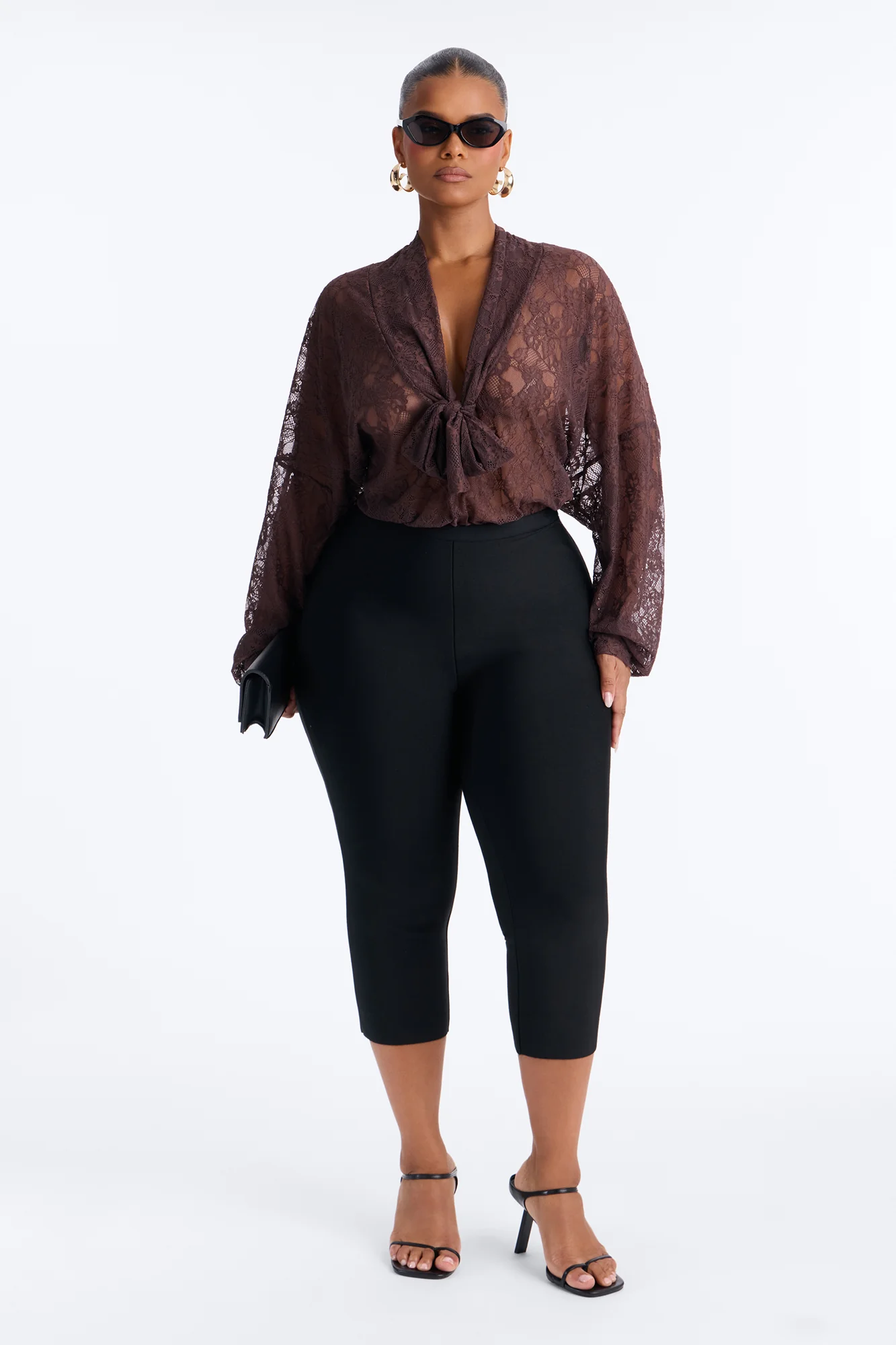 Chic And Out Long Sleeve Lace Bodysuit - Chocolate - Image 6