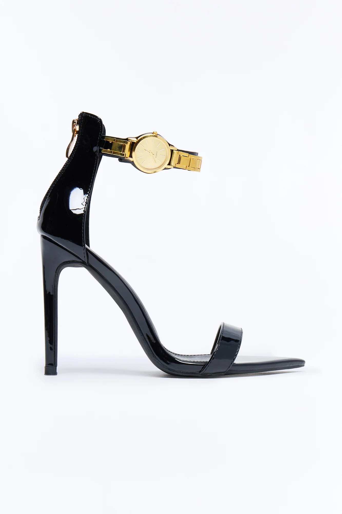 Chic Clock Stiletto Heels - Black