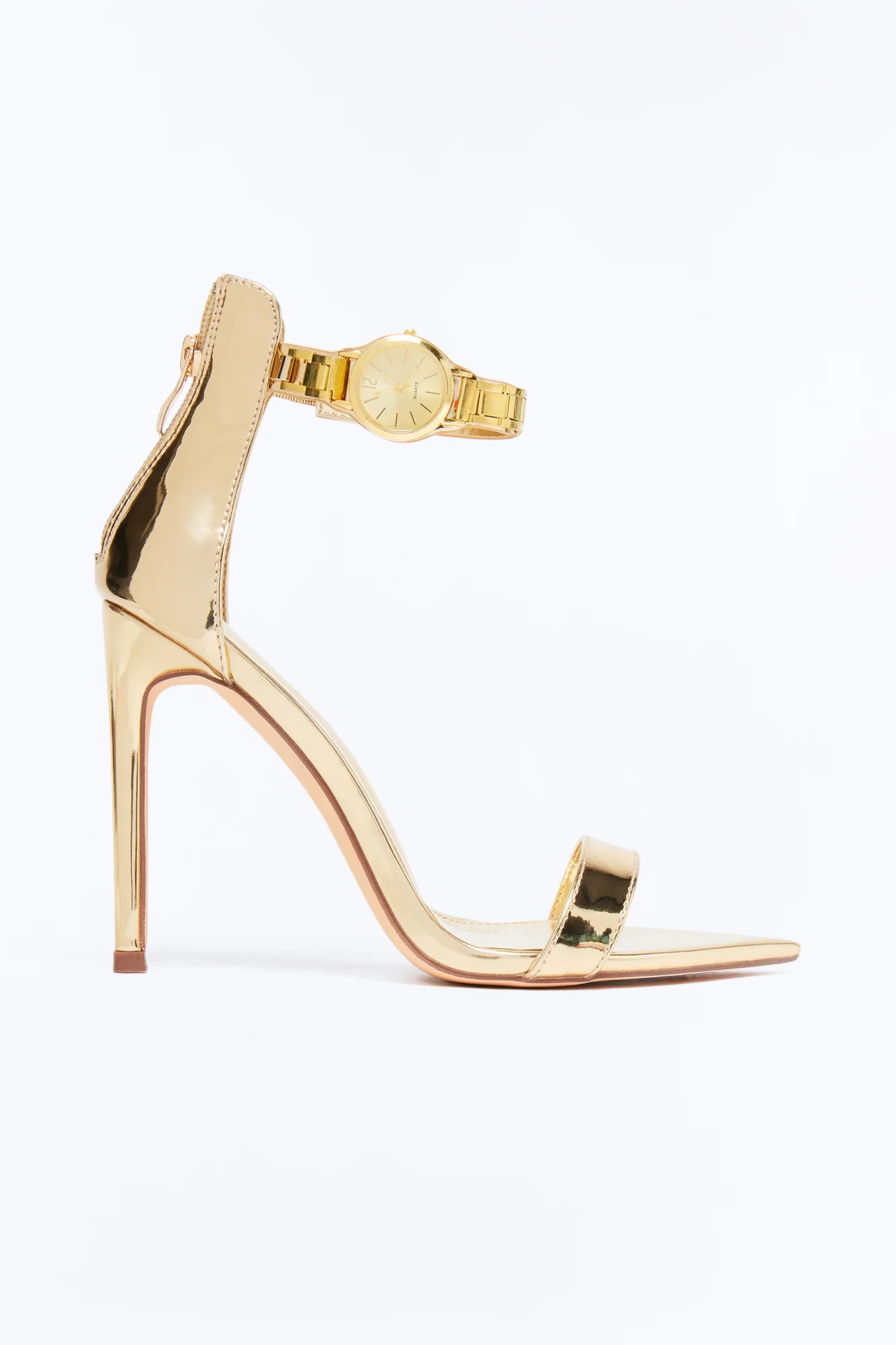 Chic Clock Stiletto Heels - Gold