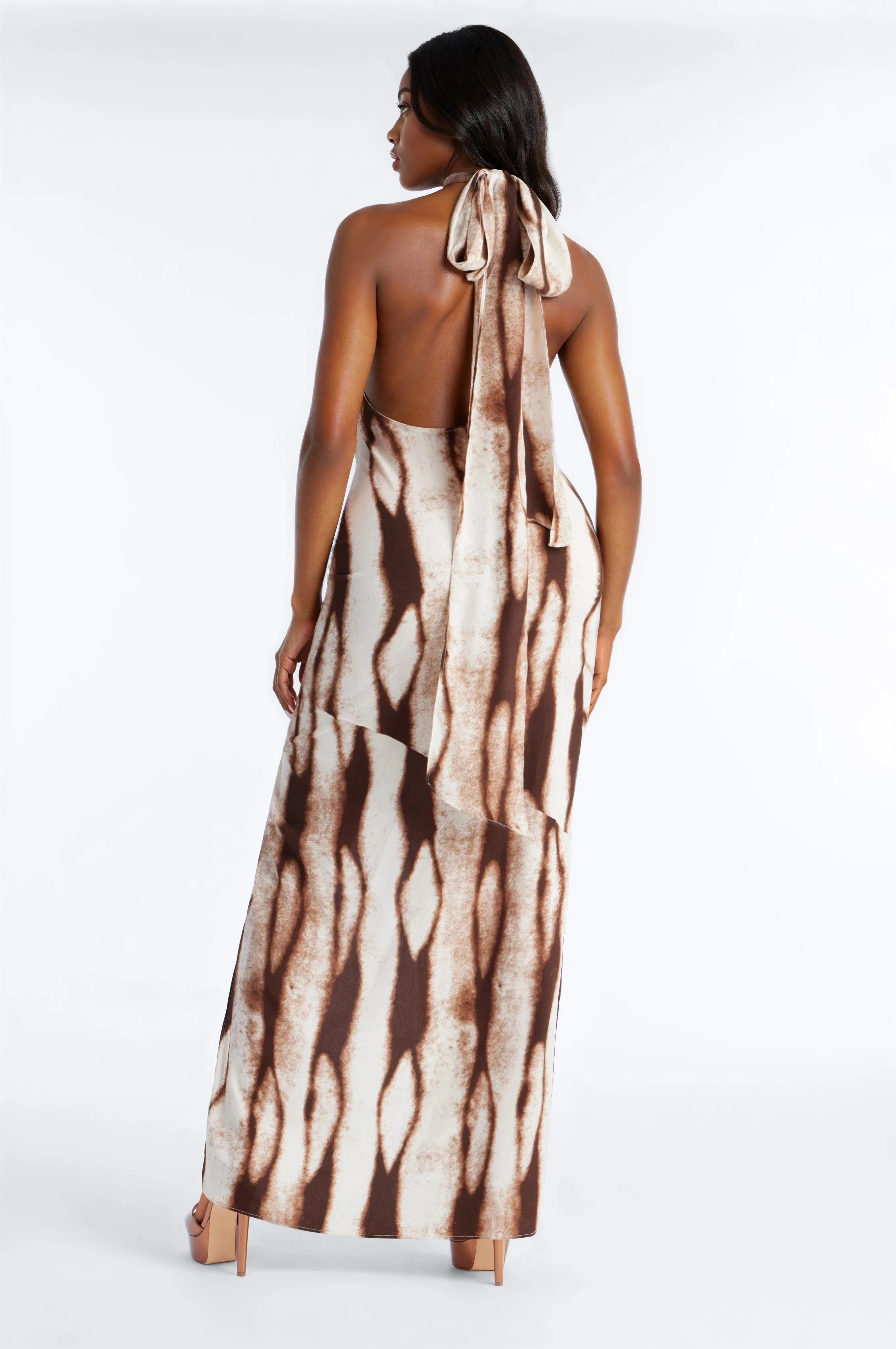 Chic Muse Scarf Maxi Dress - Brown/combo - Image 3