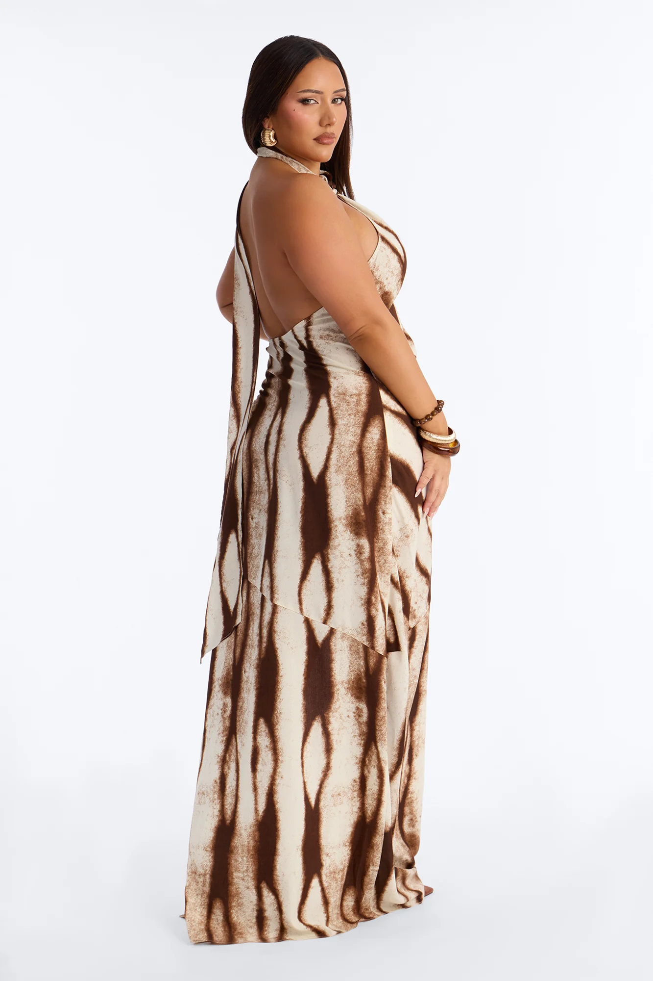 Chic Muse Scarf Maxi Dress - Brown/combo - Image 7