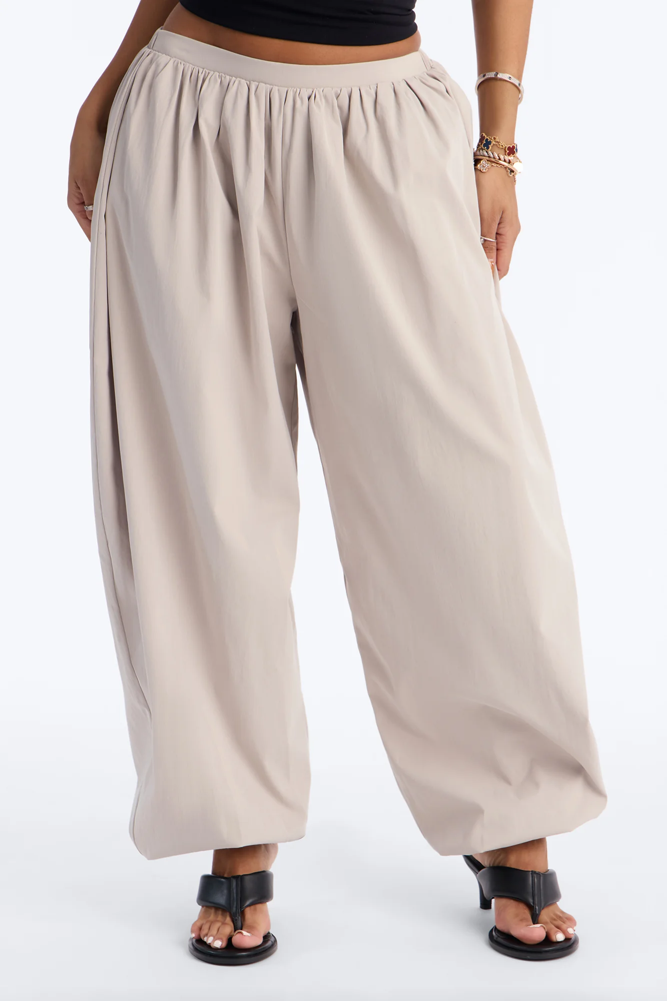 Chill Vibe Balloon Leg Joggers 30″ - Stone - Image 2