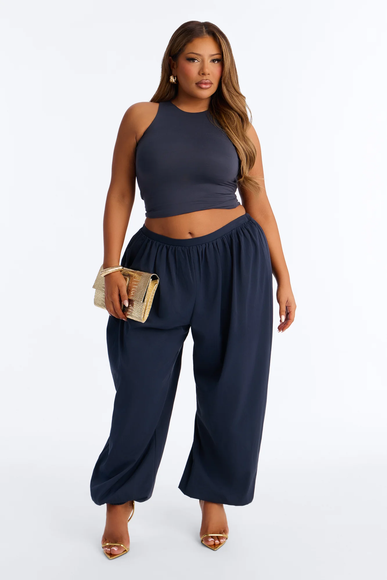 Chill Vibe Balloon Leg Joggers 30″ - Navy - Image 4