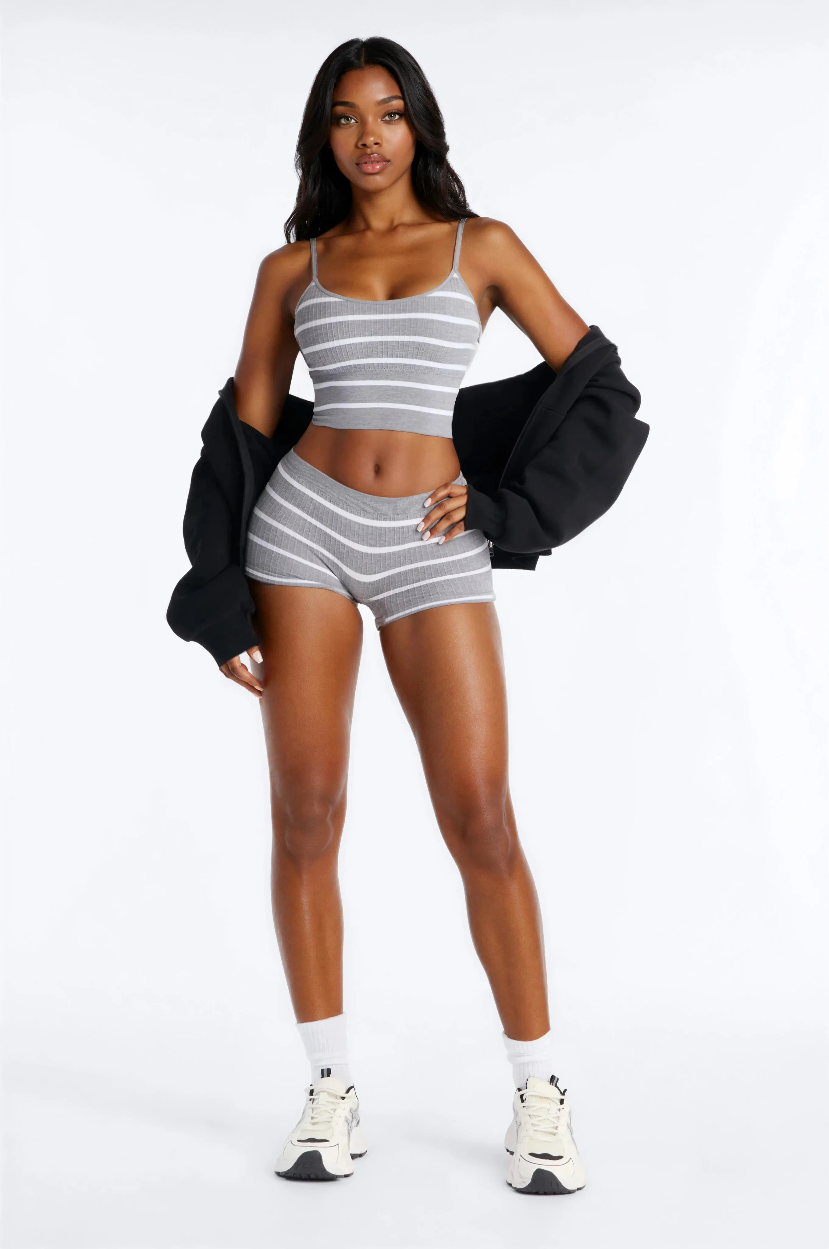 Chill Vibes Always 2 Piece Bra And Boyshort Set - Heather/Combo