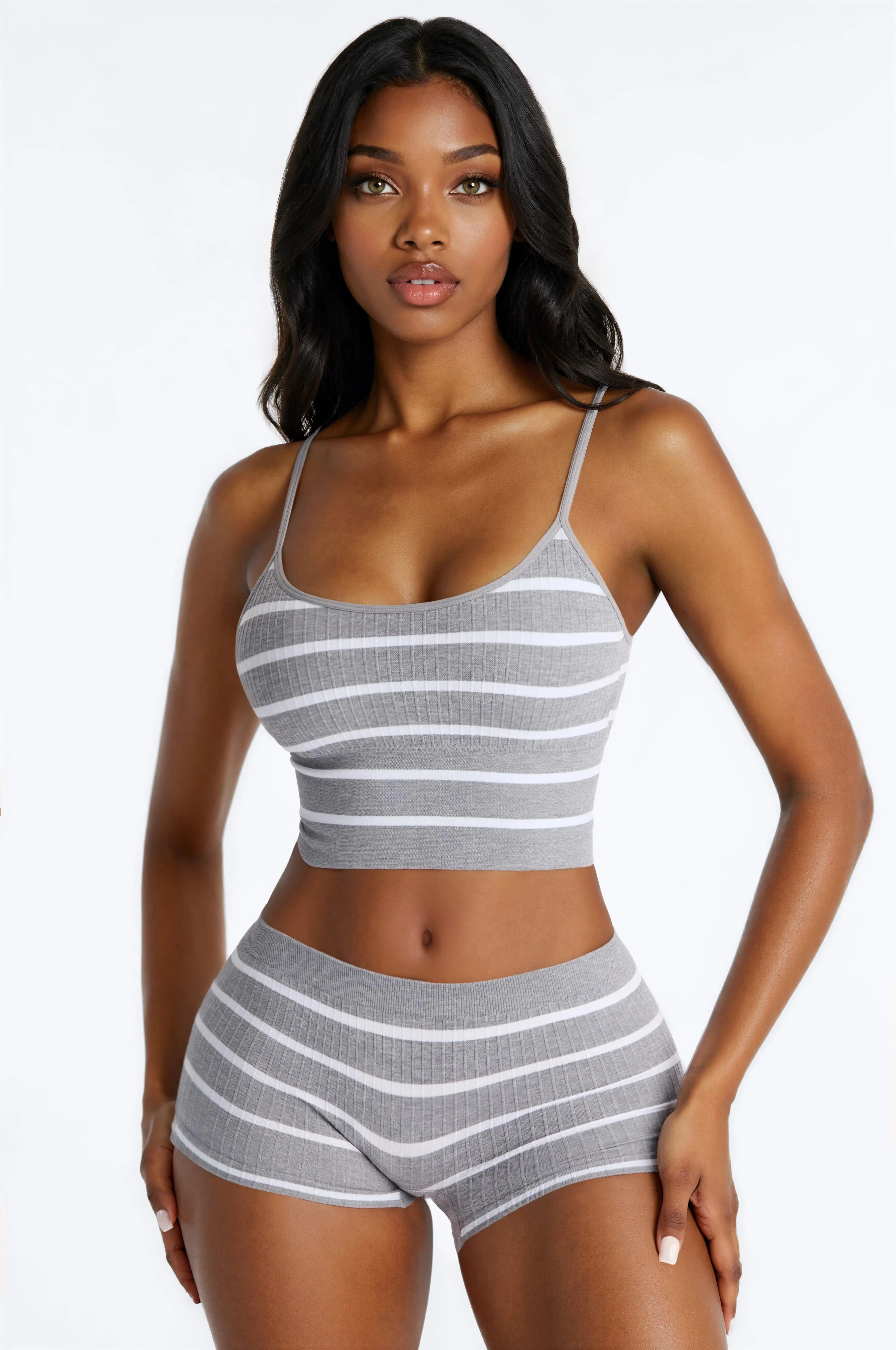 Chill Vibes Always 2 Piece Bra And Boyshort Set - Heather/Combo - Image 2