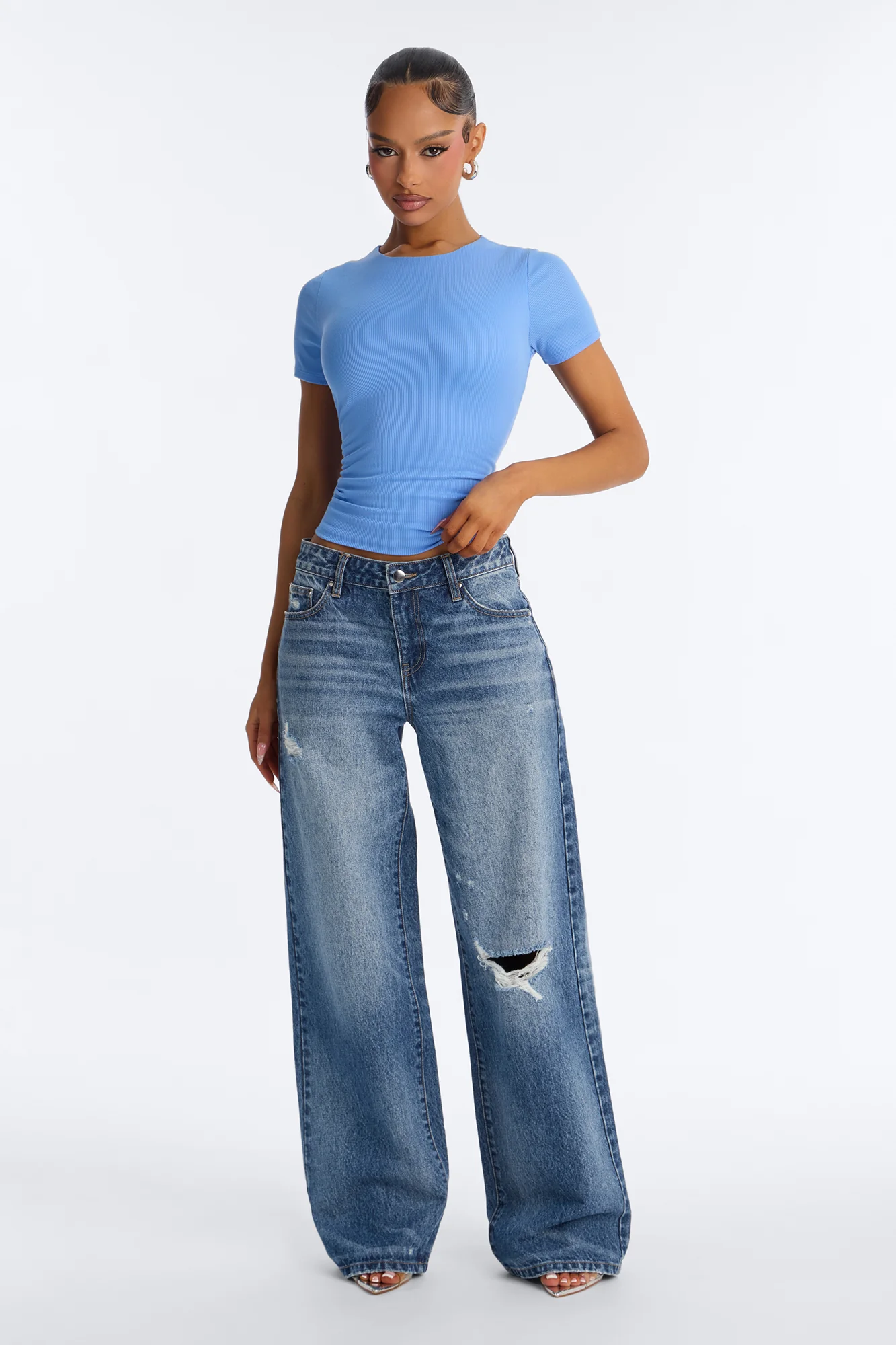 Chloe Crew Neck Short Sleeve Tee - Periwinkle - Image 2