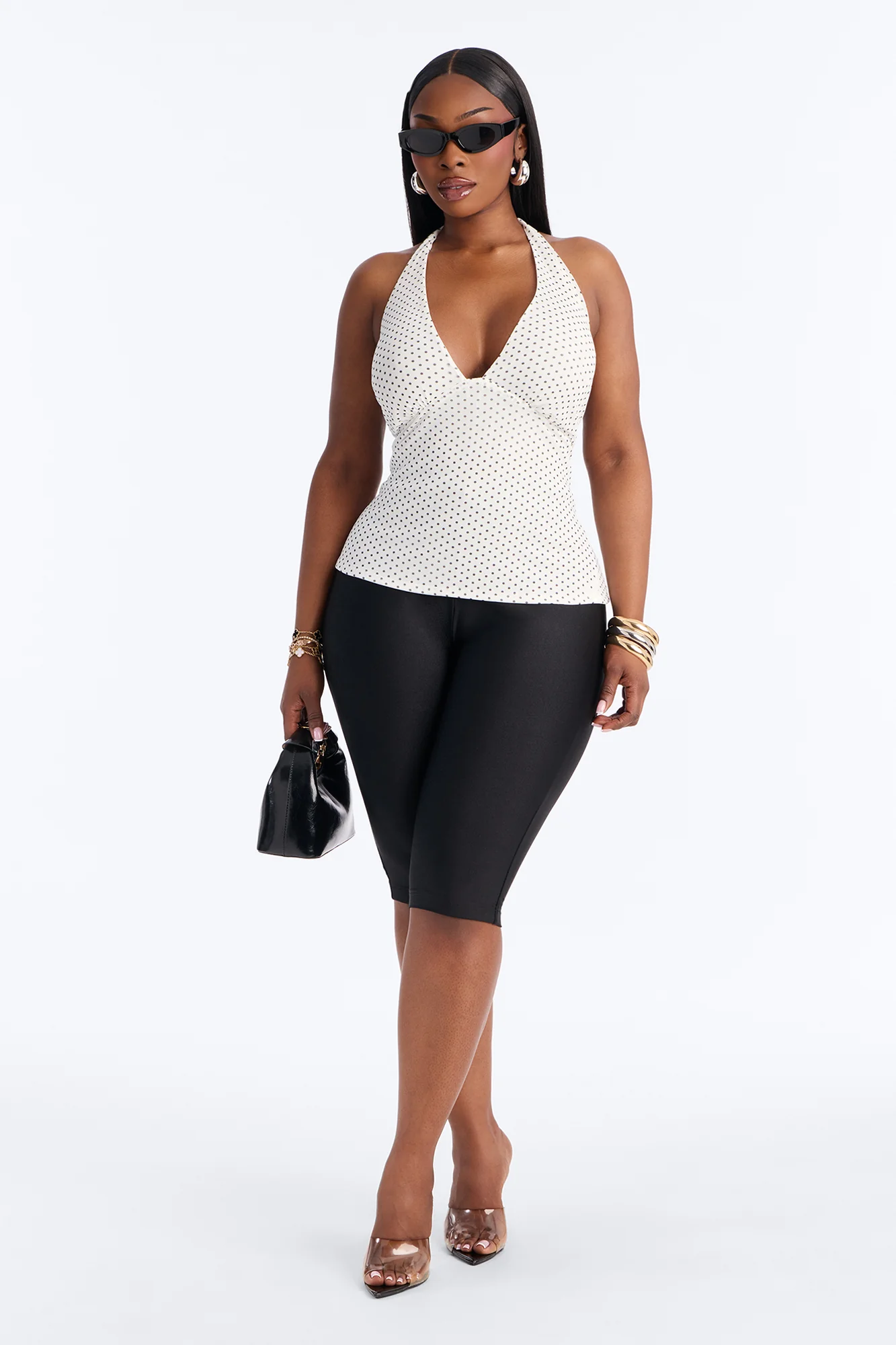 Chloe Mesh Polka Dot Halter Top - White/combo - Image 5