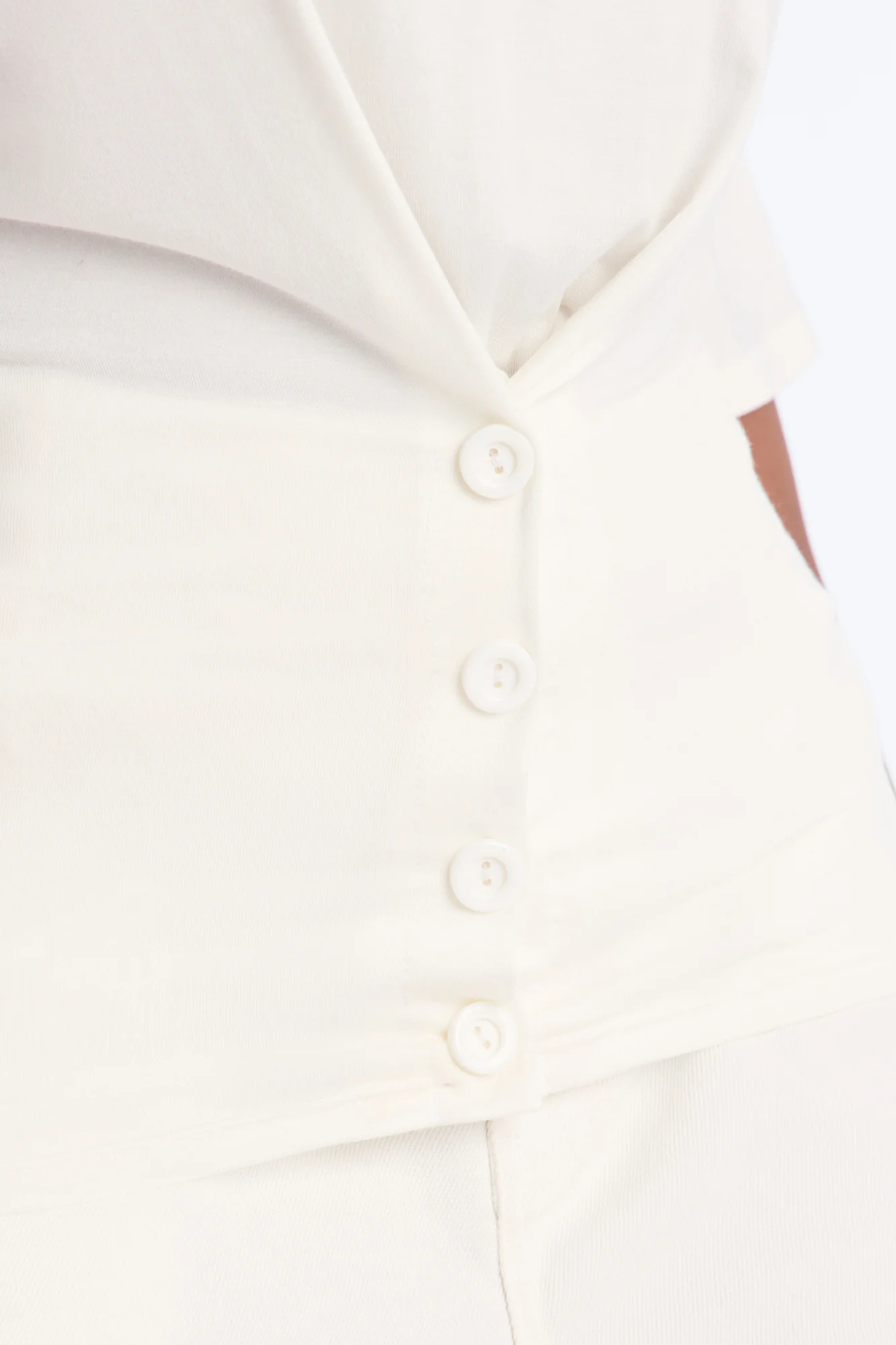Chloe Off Shoulder Button Top - Off White - Image 7