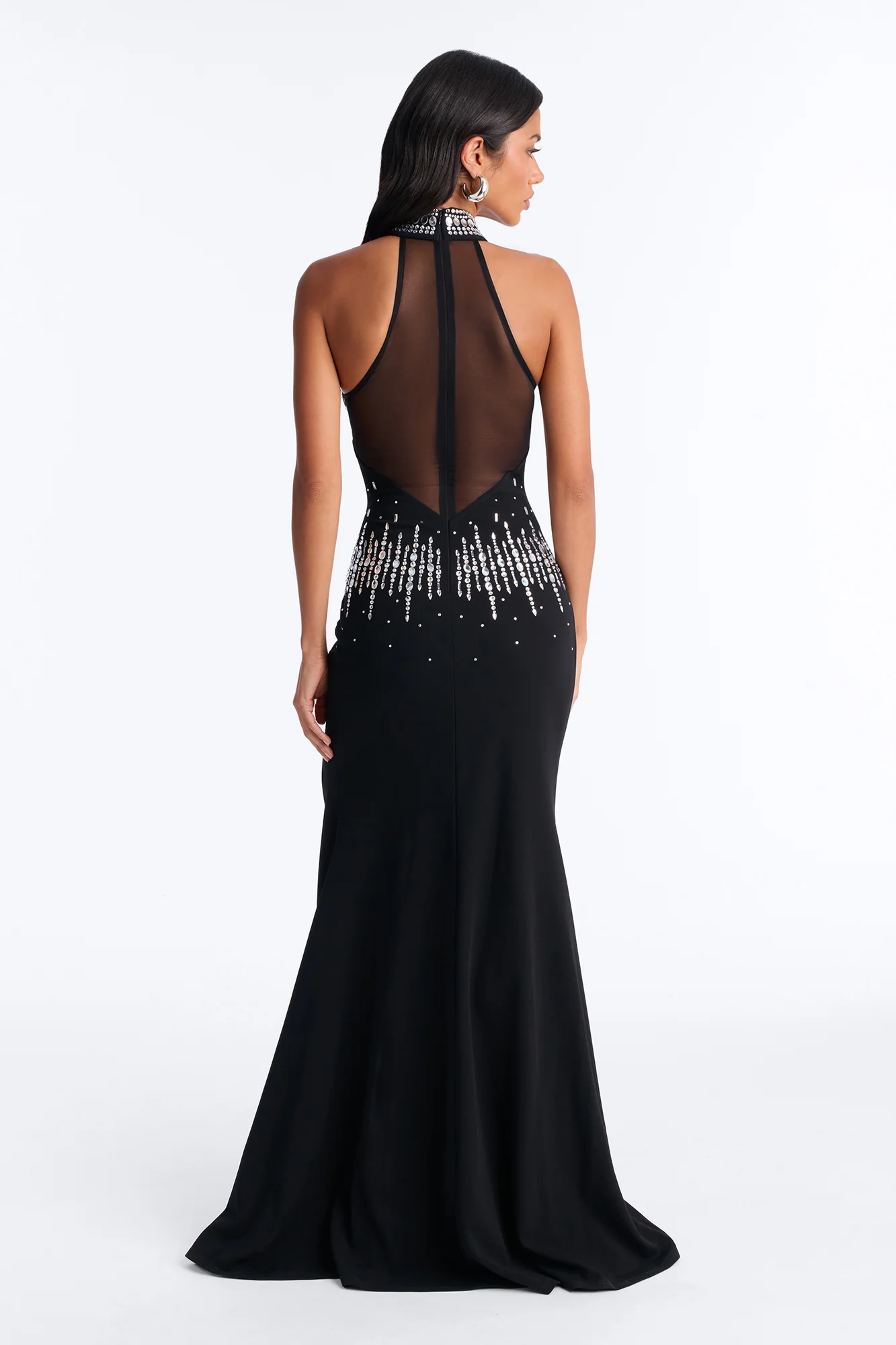 Chloe Rhinestone Embellished Gown - Black - Image 4