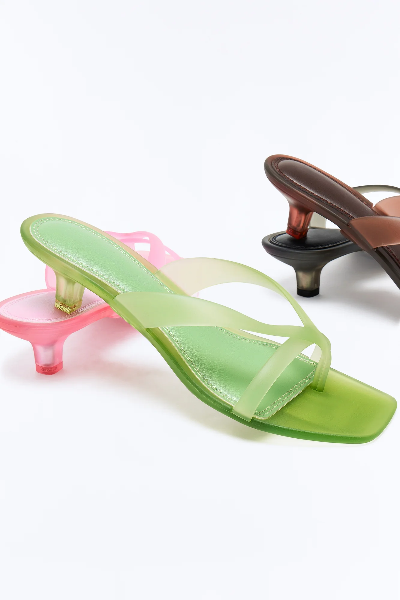 Chrisley Matte Jelly Kitten Heels - Green
