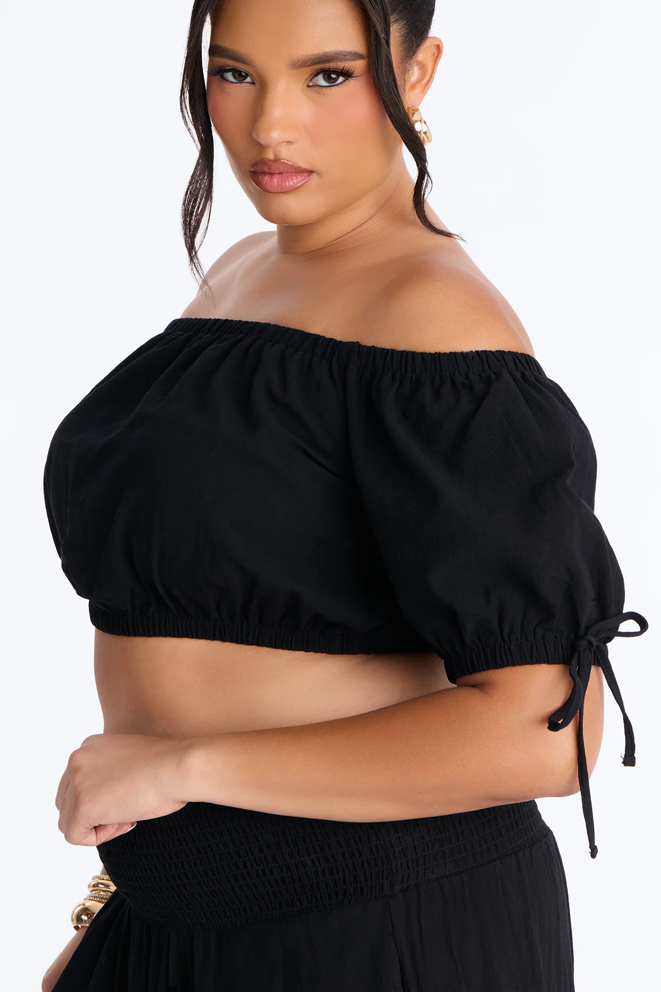 Chrissie Linen Smocked Pant Set - Black - Image 7