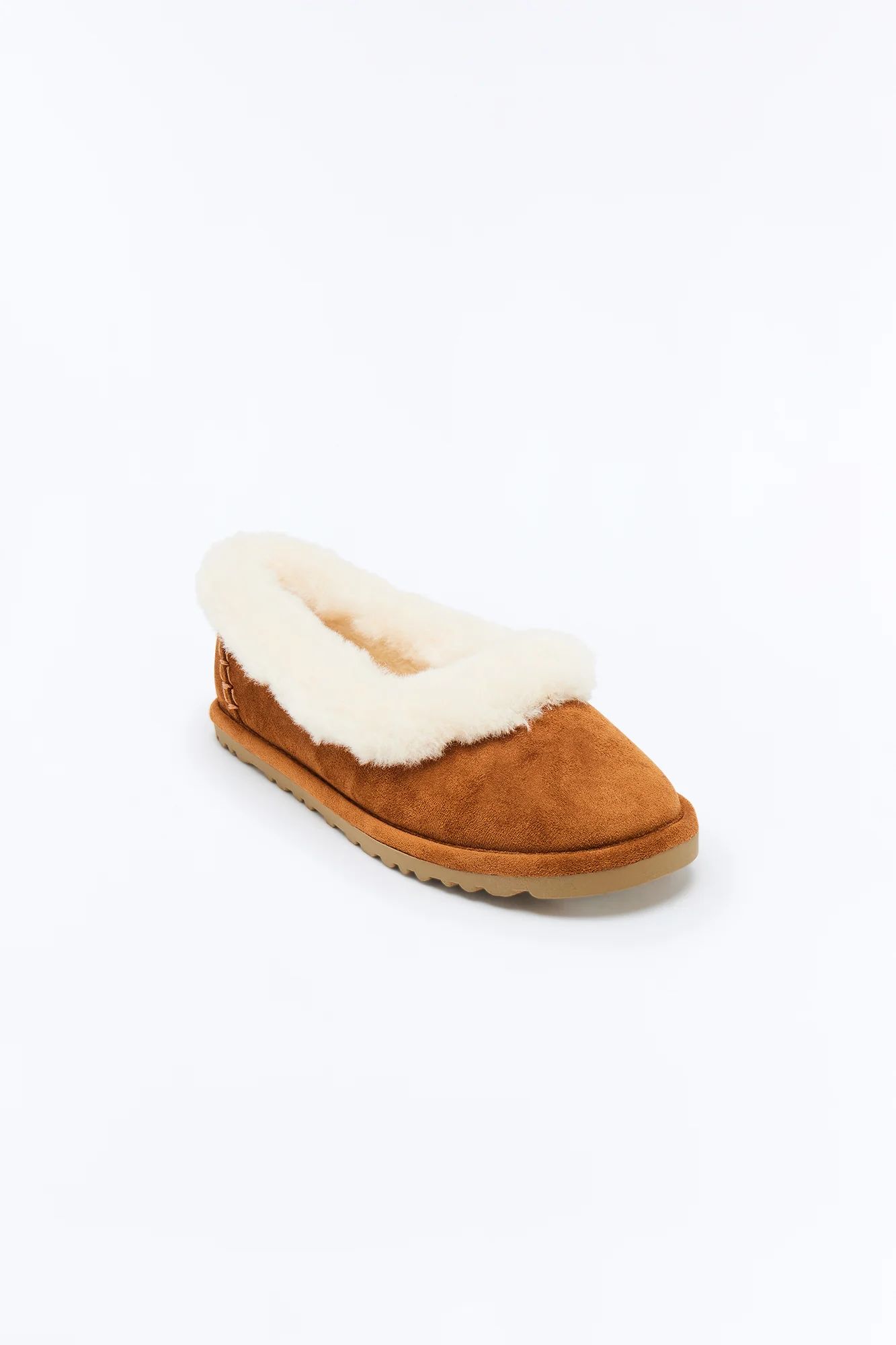 Christina Fur Trim Slippers - Chestnut - Image 2