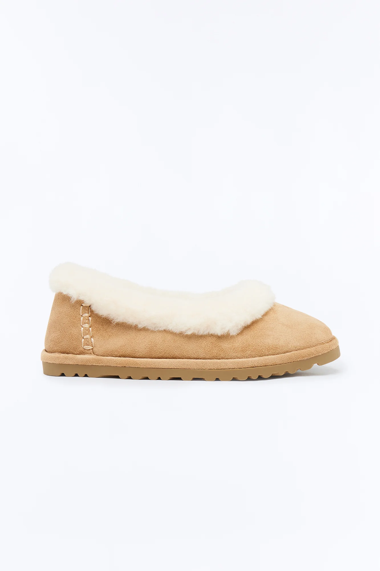 Christina Fur Trim Slippers - Sand