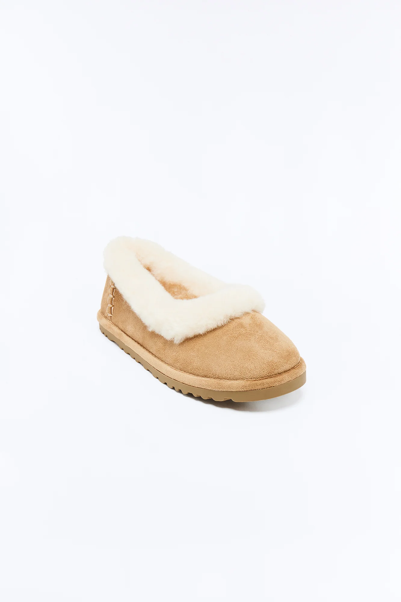 Christina Fur Trim Slippers - Sand - Image 2