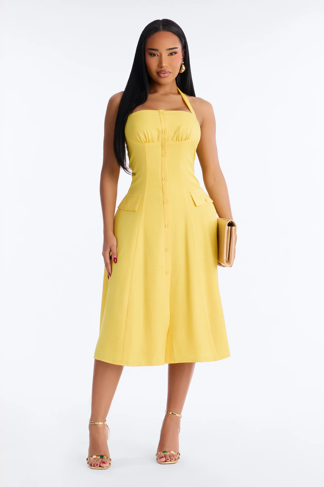 Christine Halter Midi Dress - Yellow