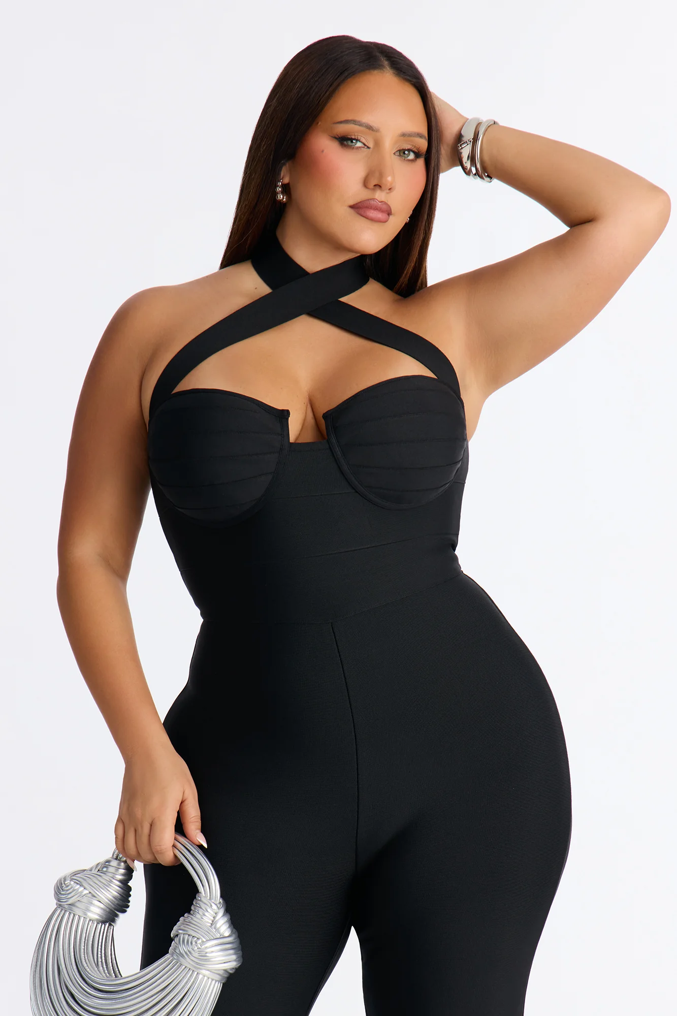 Ciara High Neck Bandage Jumpsuit - Black - Image 7