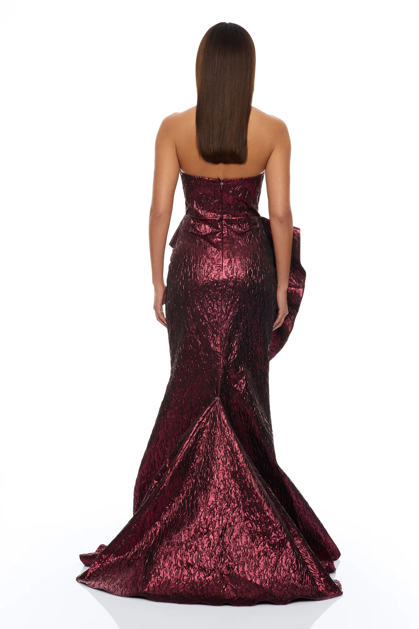 Ciara Peplum Metallic Gown - Burgundy - Image 4