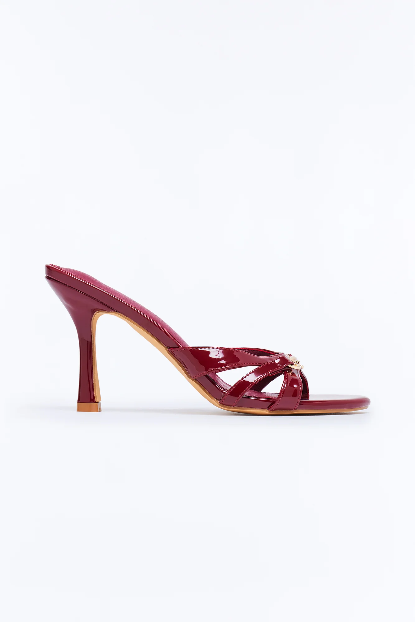 Cider Hardware Faux Patent Heels - Burgundy