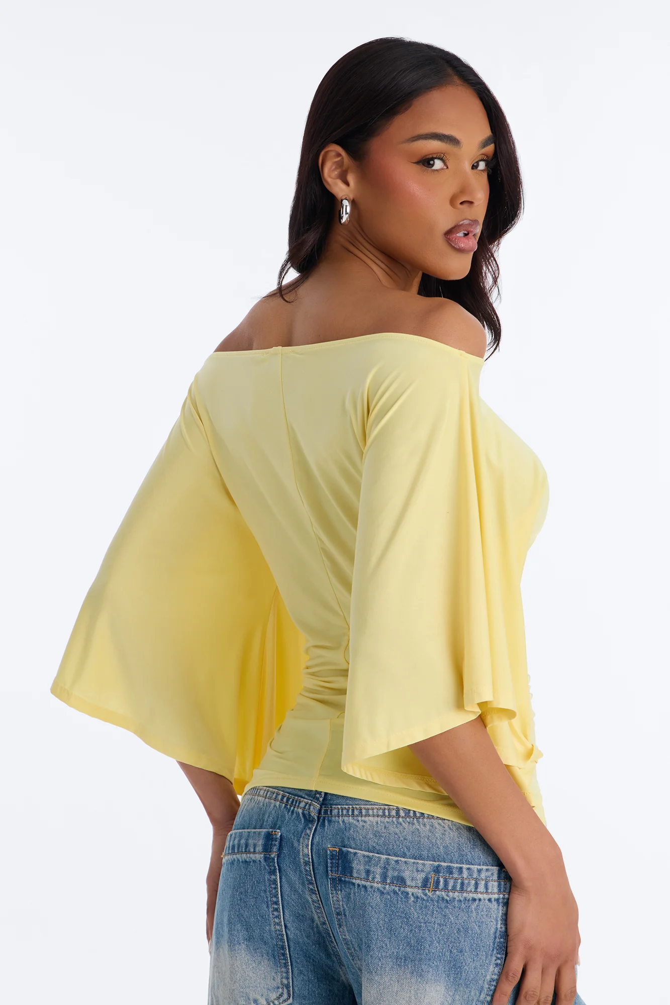 Cierra Cinched Waist Short Sleeve Top - ButterYellow - Image 4