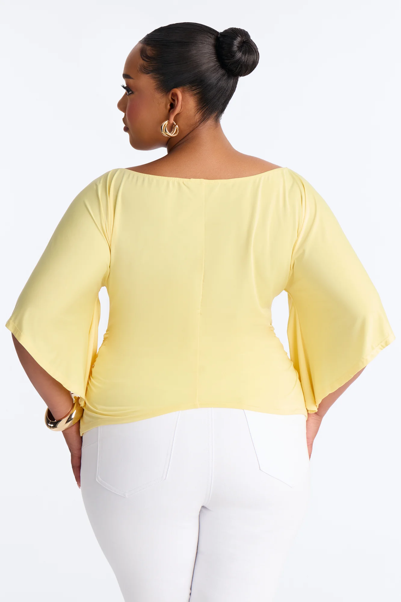 Cierra Cinched Waist Short Sleeve Top - ButterYellow - Image 7