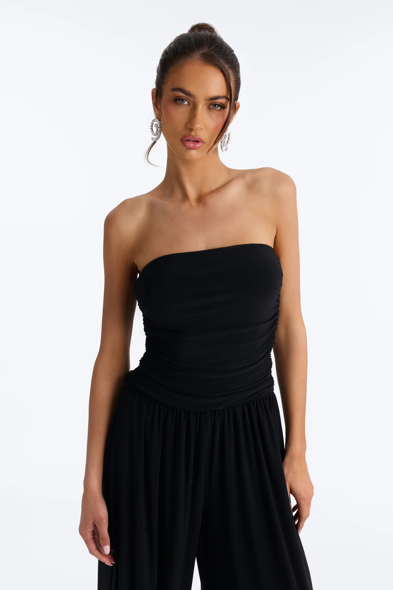 Cierra Ruched Strapless Jumpsuit - Black - Image 2