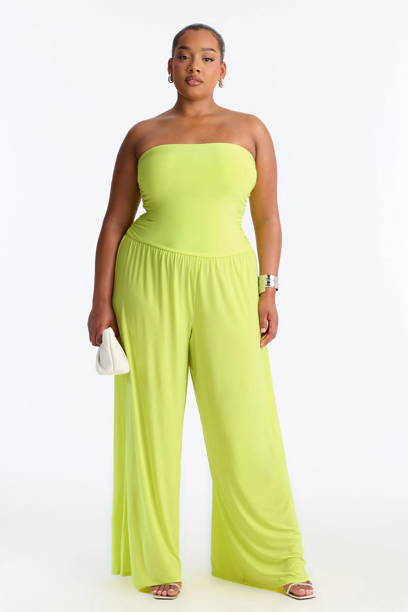 Cierra Ruched Strapless Jumpsuit - Lime - Image 5