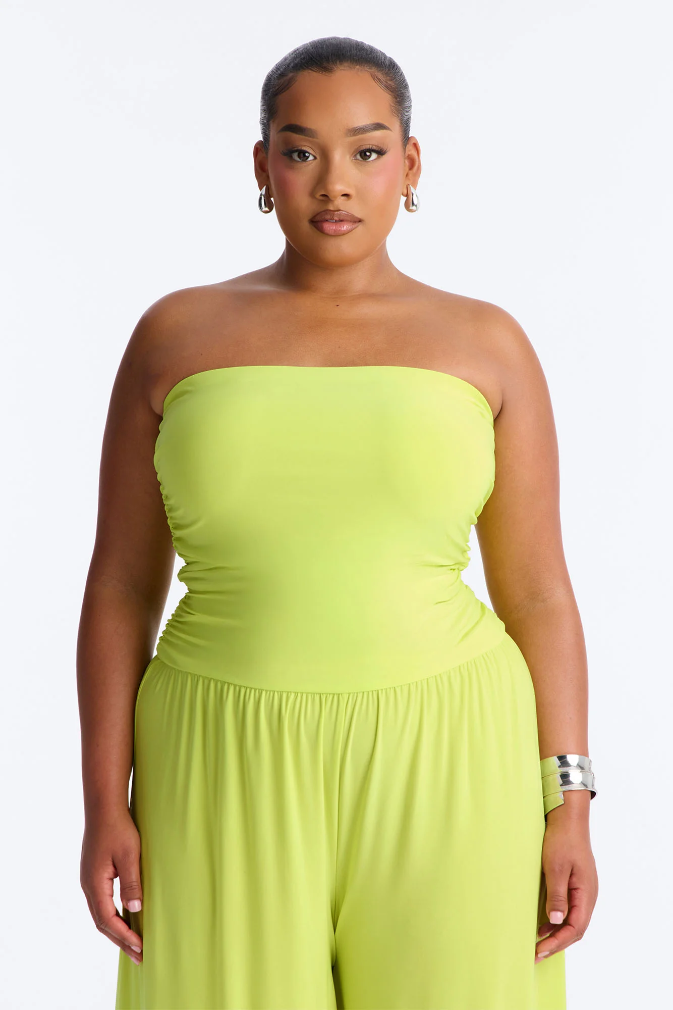 Cierra Ruched Strapless Jumpsuit - Lime - Image 6