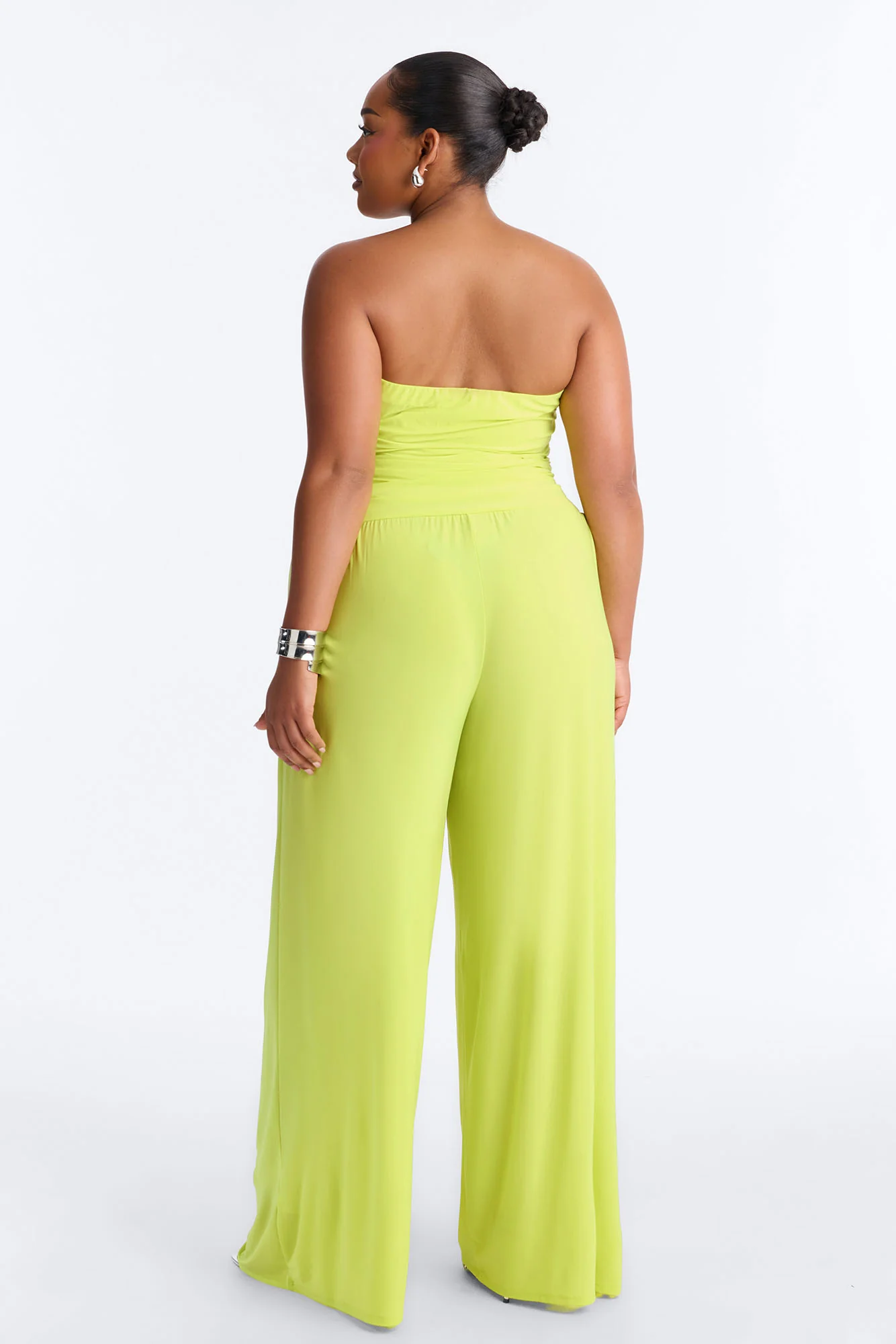 Cierra Ruched Strapless Jumpsuit - Lime - Image 7