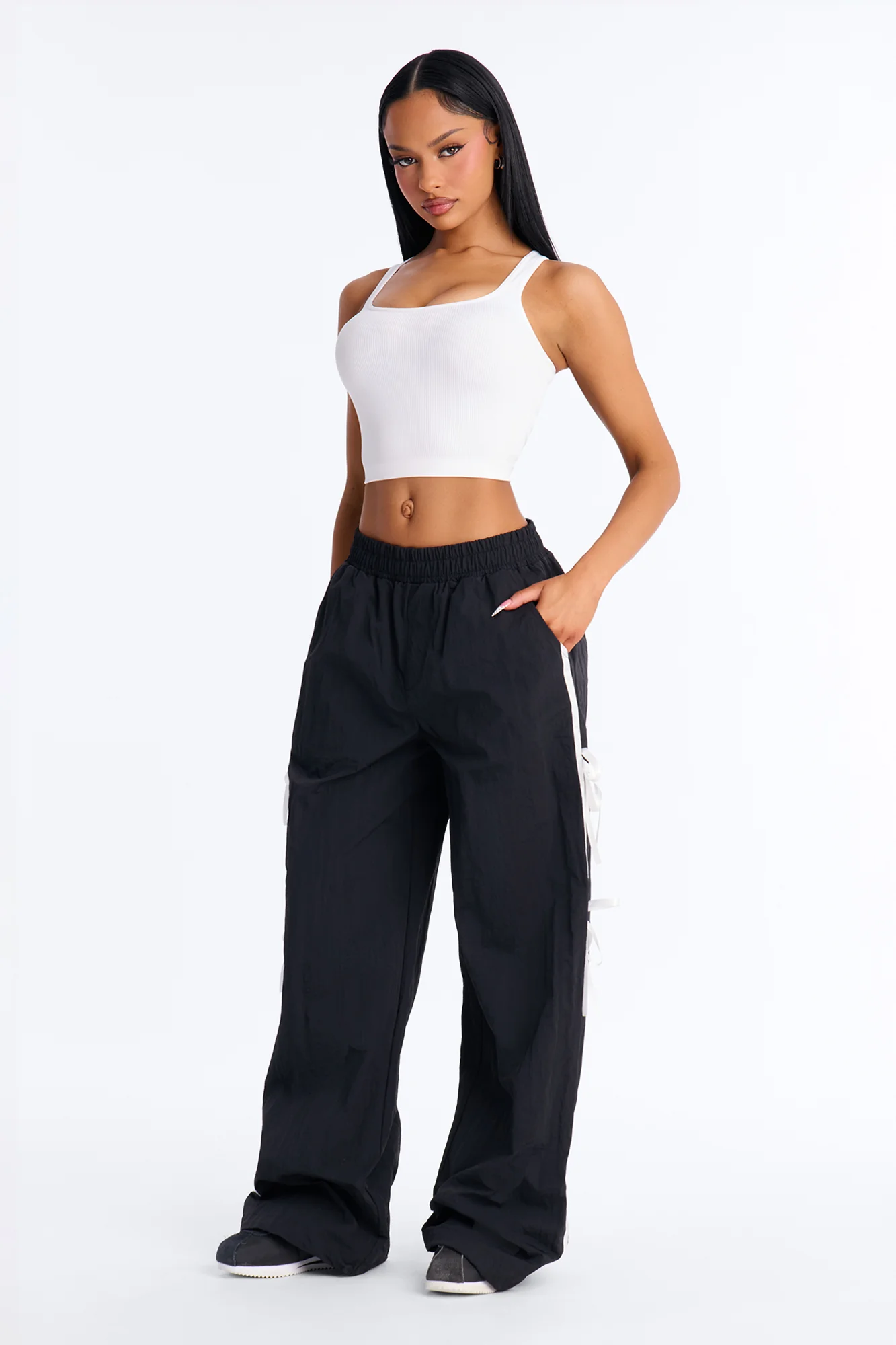 Cindy Windbreaker Track Pant - Black