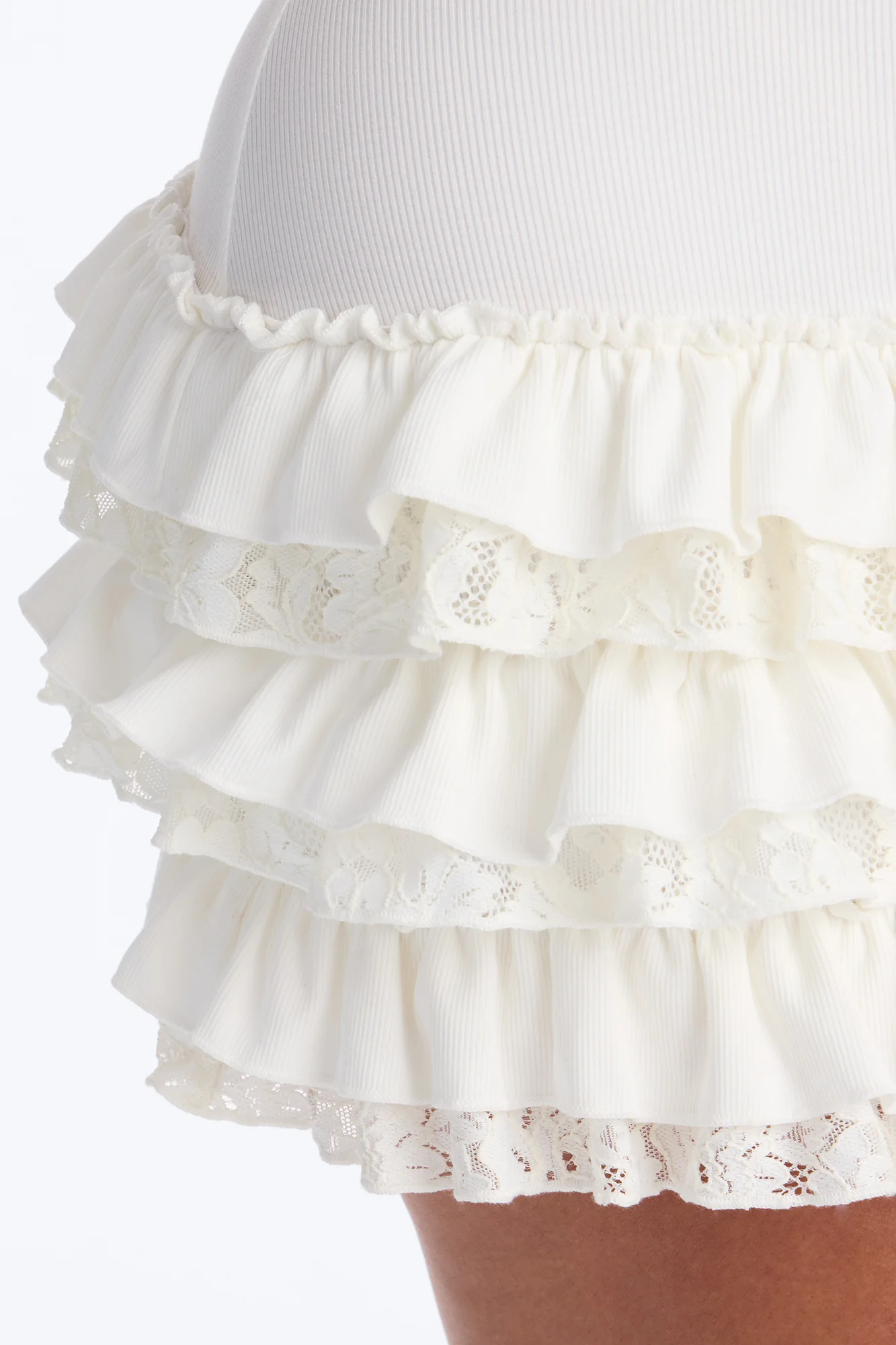 Citrus Ribbed Lace Mini Dress - White - Image 7