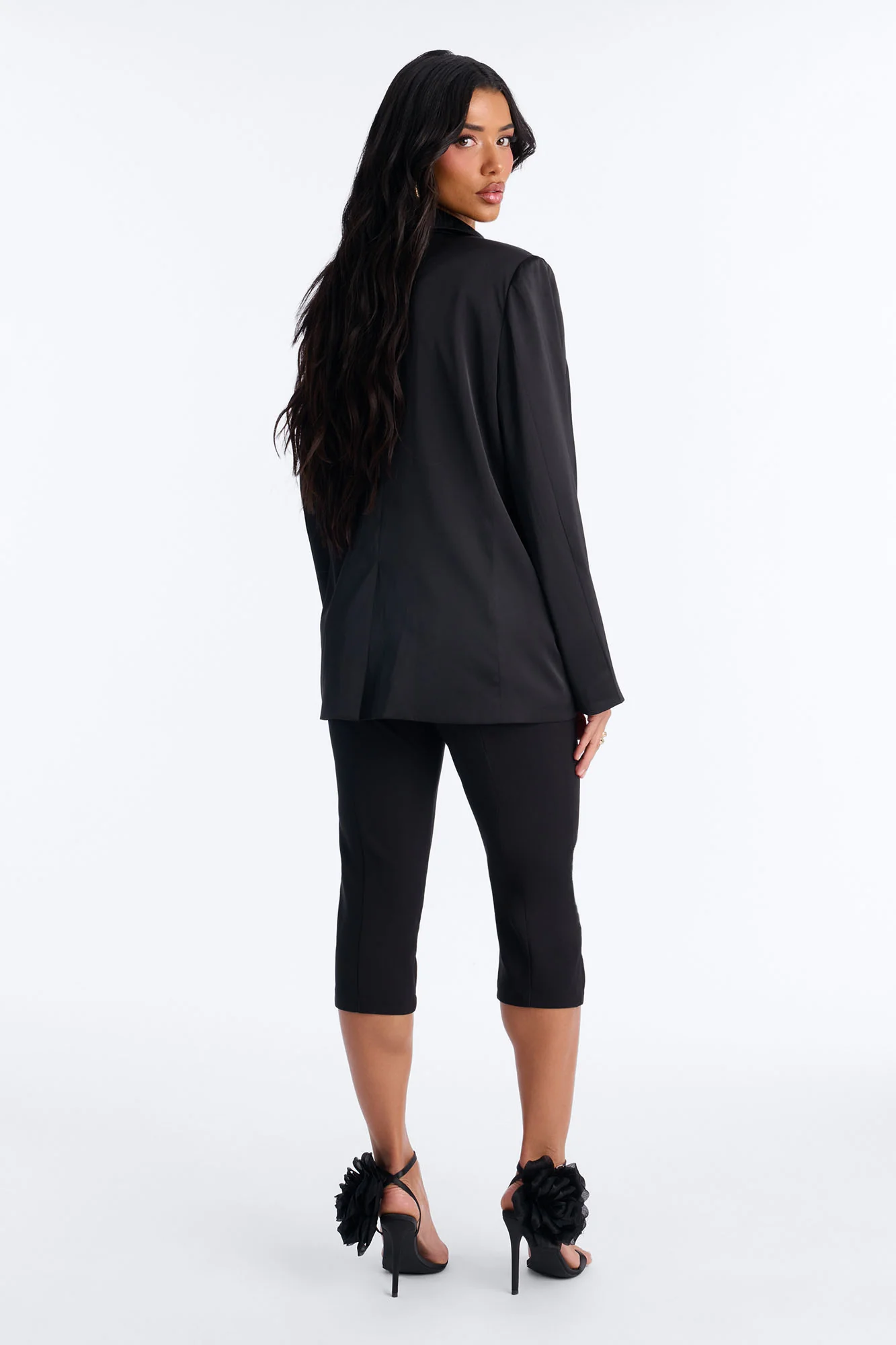 City Affair Blazer Capri Set - Black - Image 5