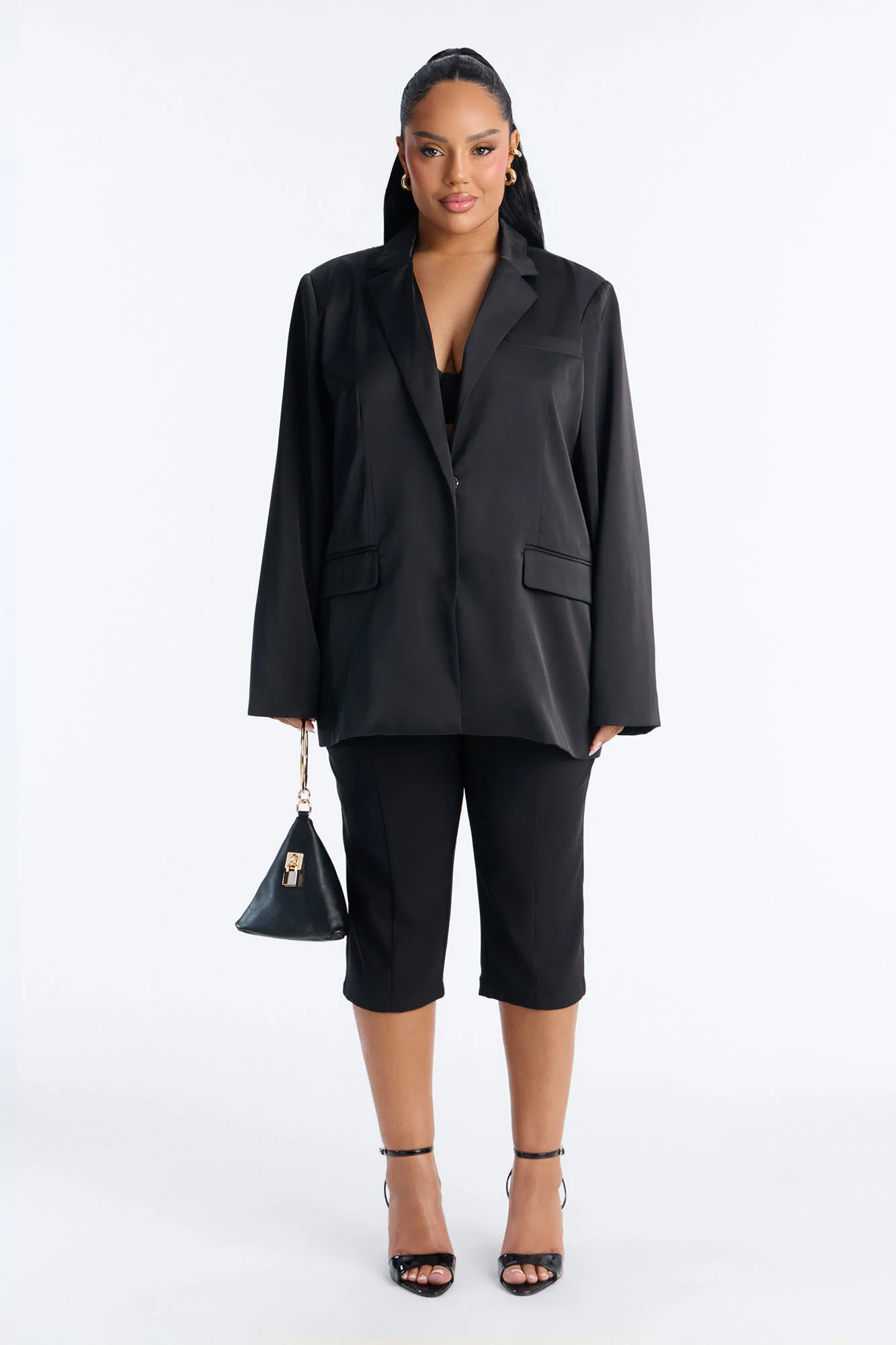 City Affair Blazer Capri Set - Black - Image 7
